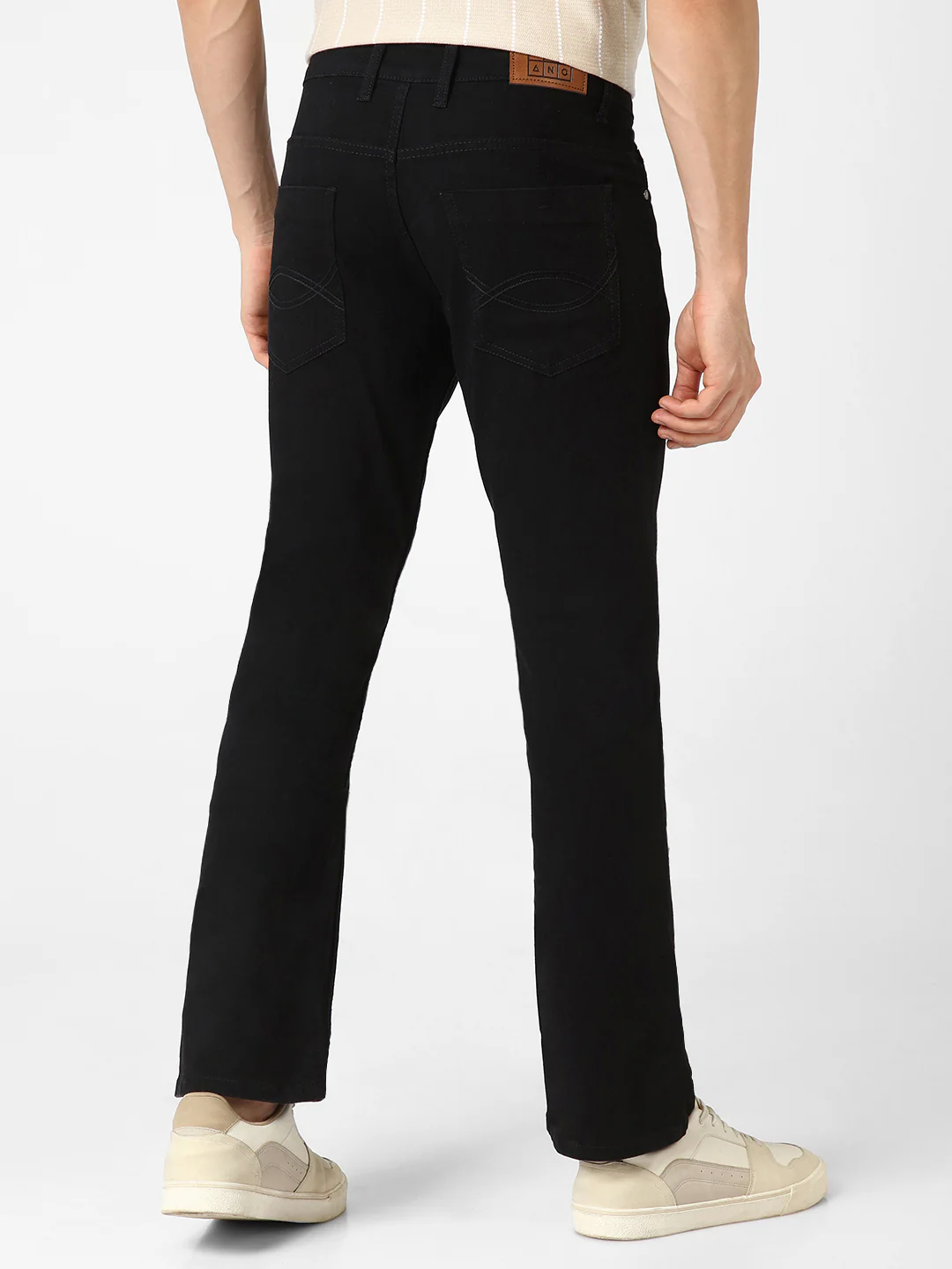 Men's Black Washed Bootcut Jeans Stretchable - Image 4