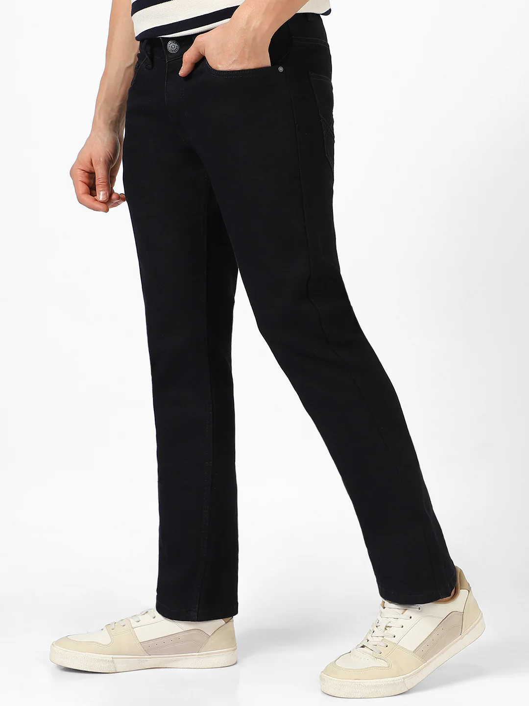 Men's Black Washed Bootcut Jeans Stretchable - Image 2