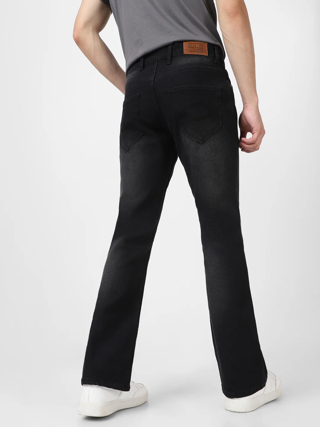 Men's Black Washed Bootcut Jeans Stretchable - Image 3