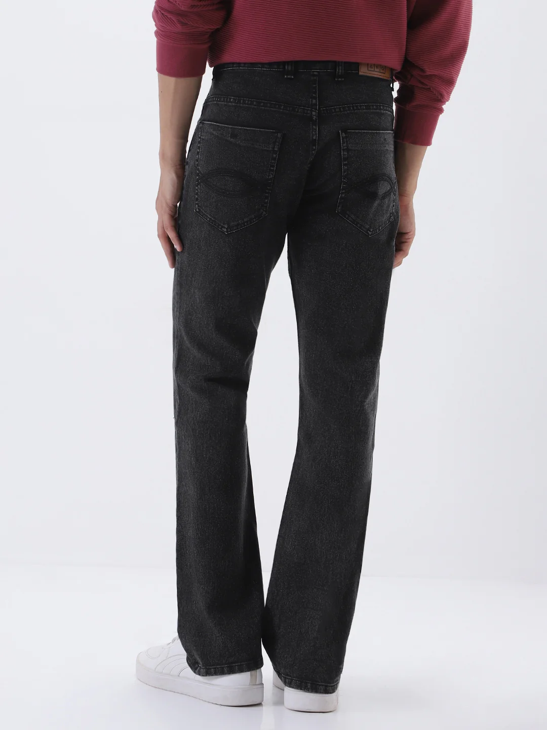 Men's Black Washed Bootcut Jeans Stretchable - Image 4