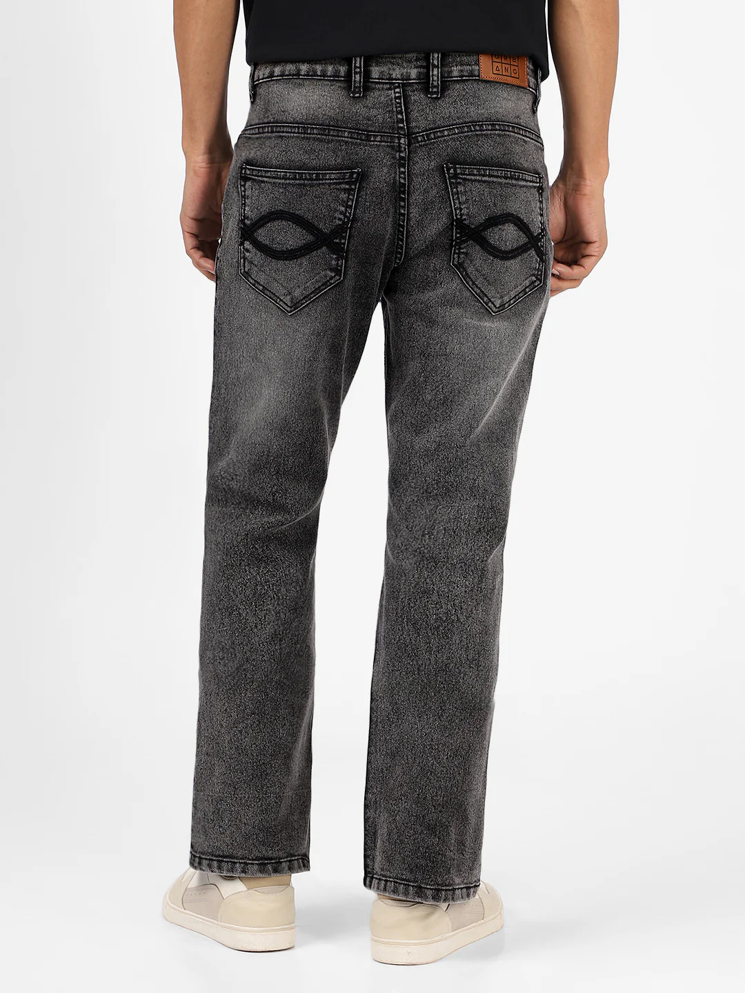 Men's Black Washed Bootcut Jeans Stretchable - Image 3