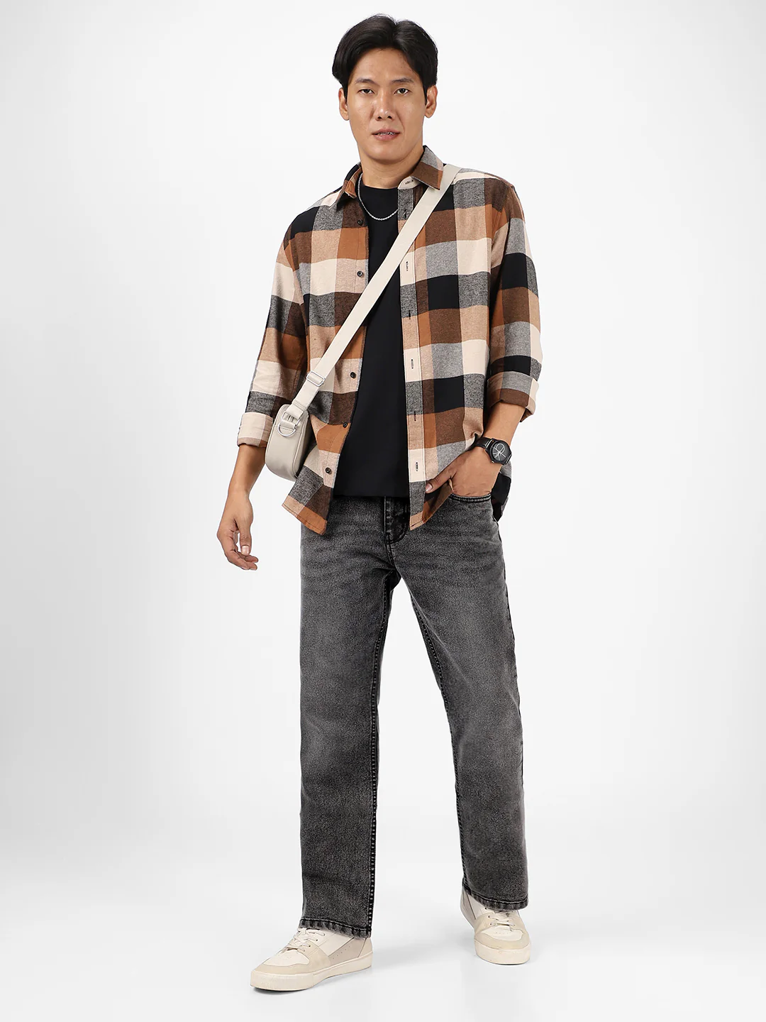 Men's Black Washed Bootcut Jeans Stretchable - Image 4