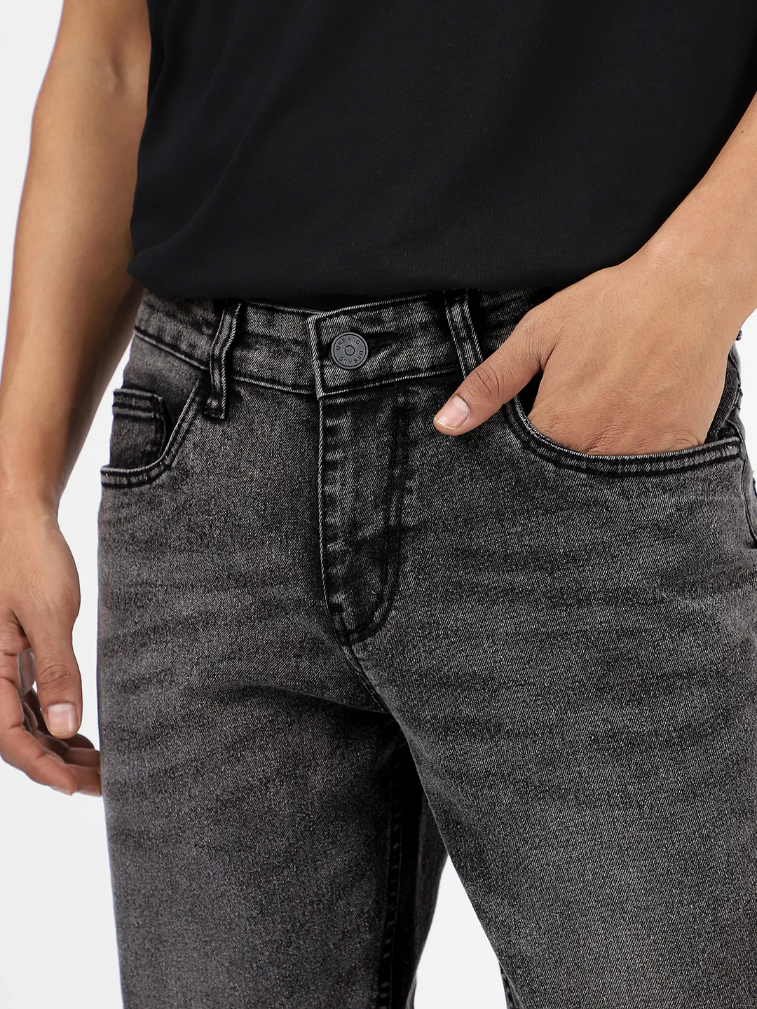 Men's Black Washed Bootcut Jeans Stretchable - Image 5