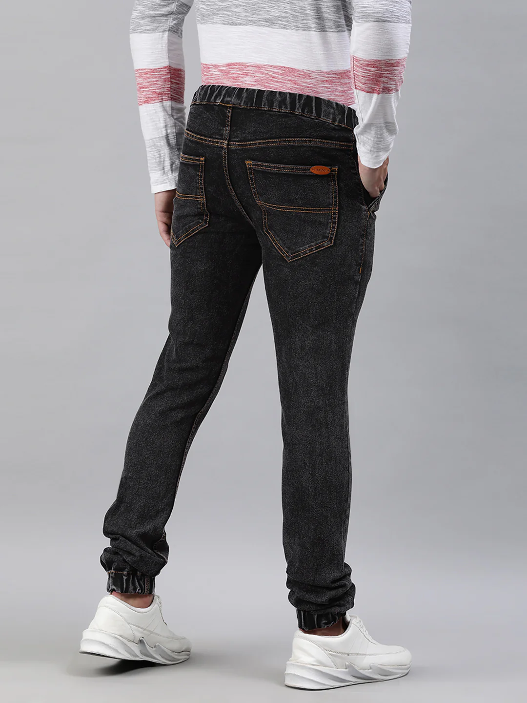 Men's Black Washed Jogger Jeans Slim Fit Stretch - Image 3