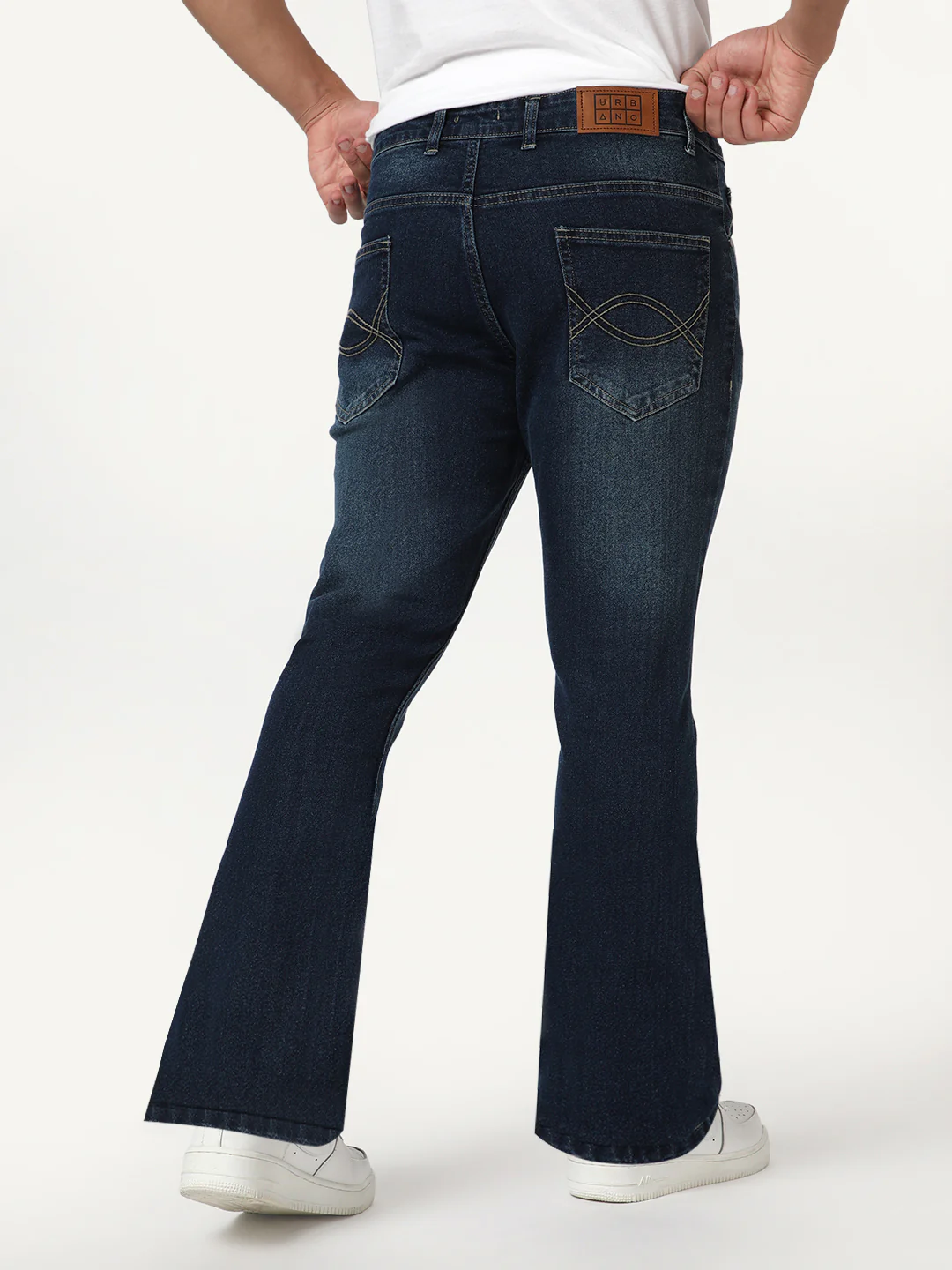 Men's Blue Bootcut Fit Mid Rise Heavy Washed Jeans Stretchable - Image 3