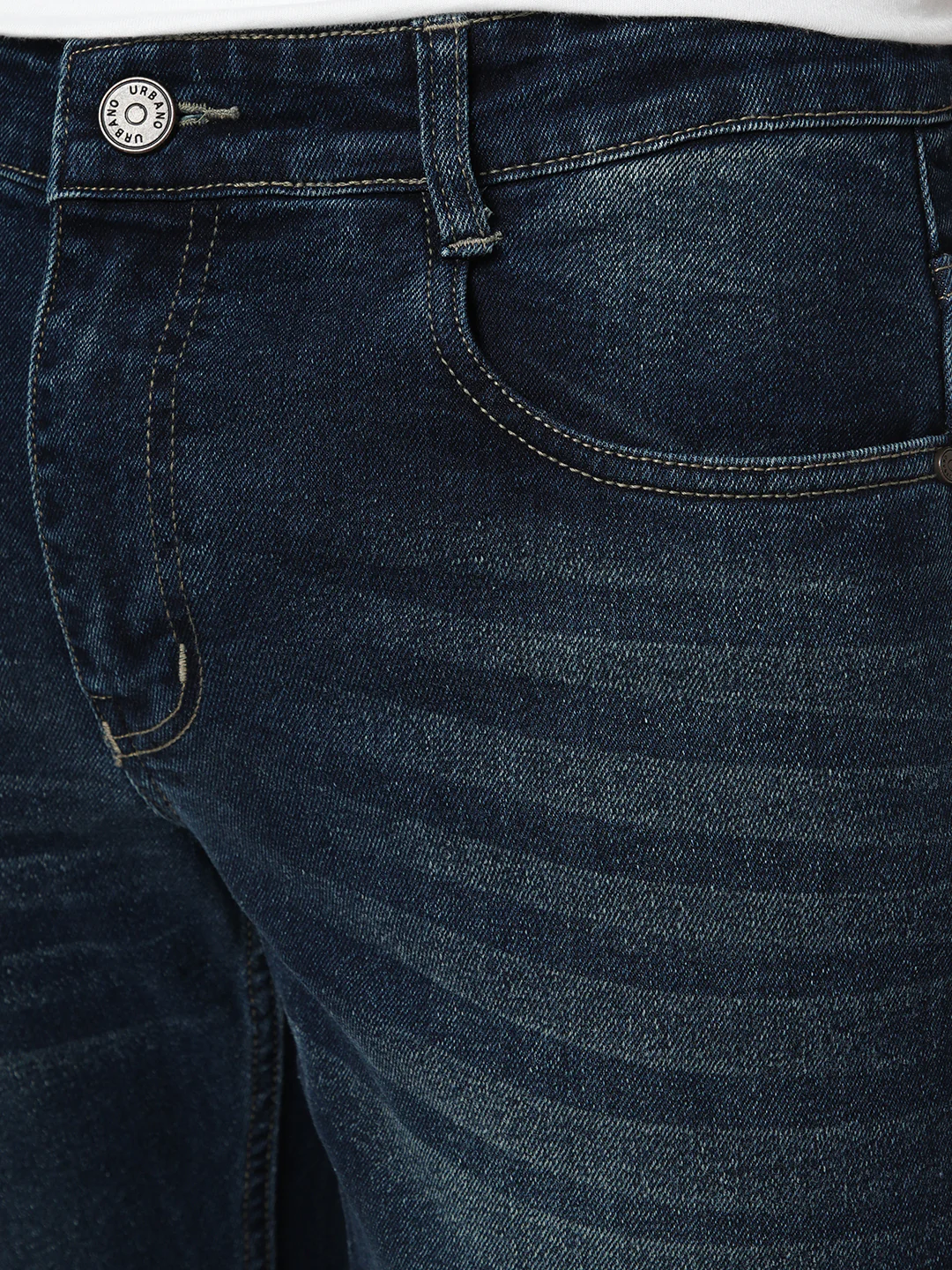 Men's Blue Bootcut Fit Mid Rise Heavy Washed Jeans Stretchable - Image 5