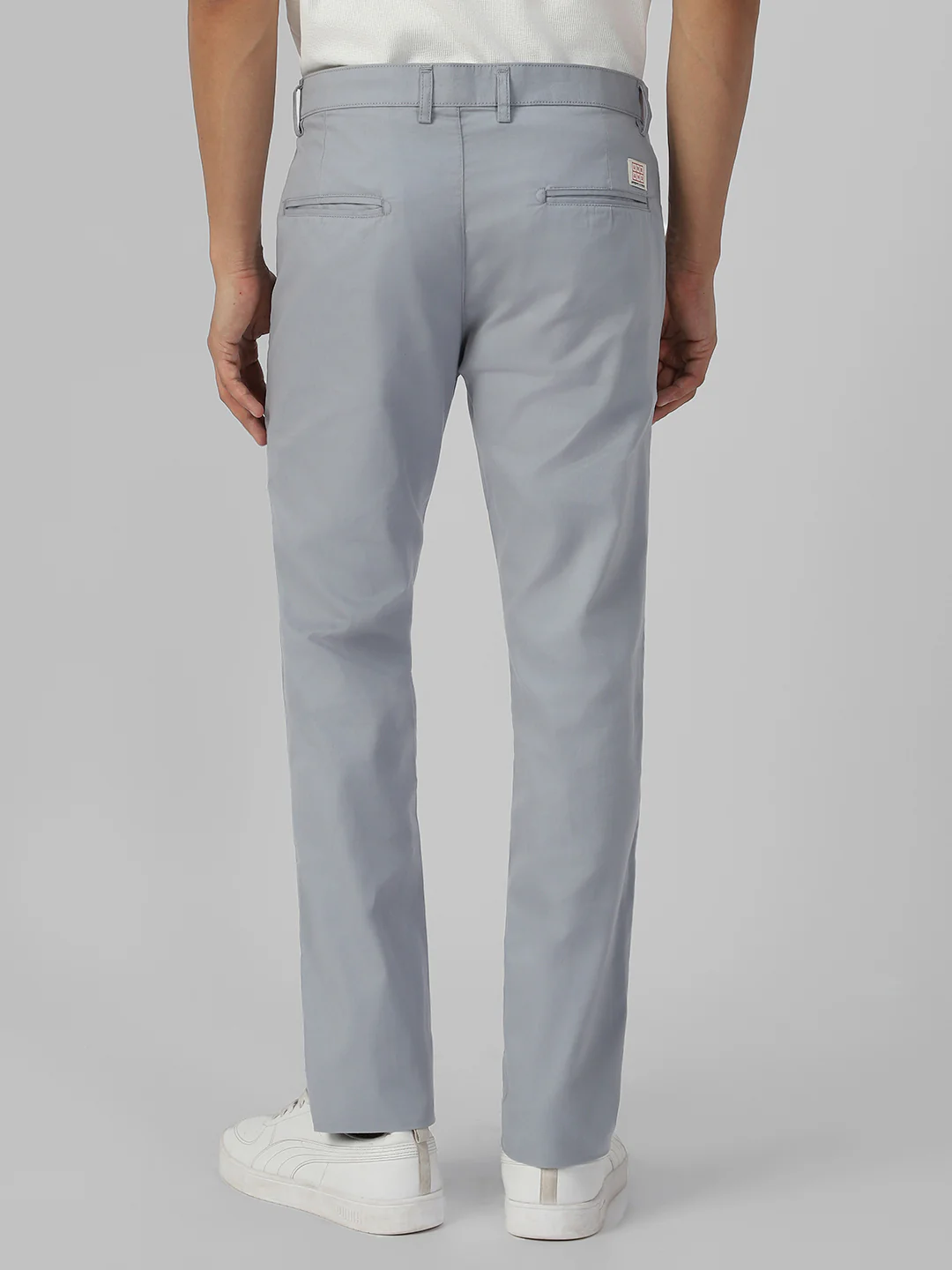 Men's Blue Cotton Slim Fit Casual Chinos Trousers - Image 4