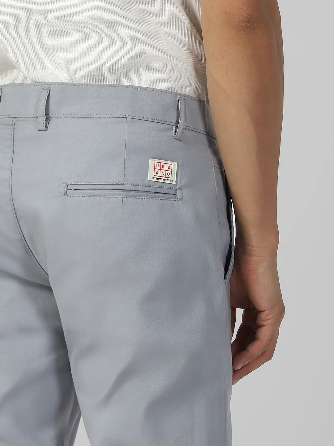 Men's Blue Cotton Slim Fit Casual Chinos Trousers - Image 6