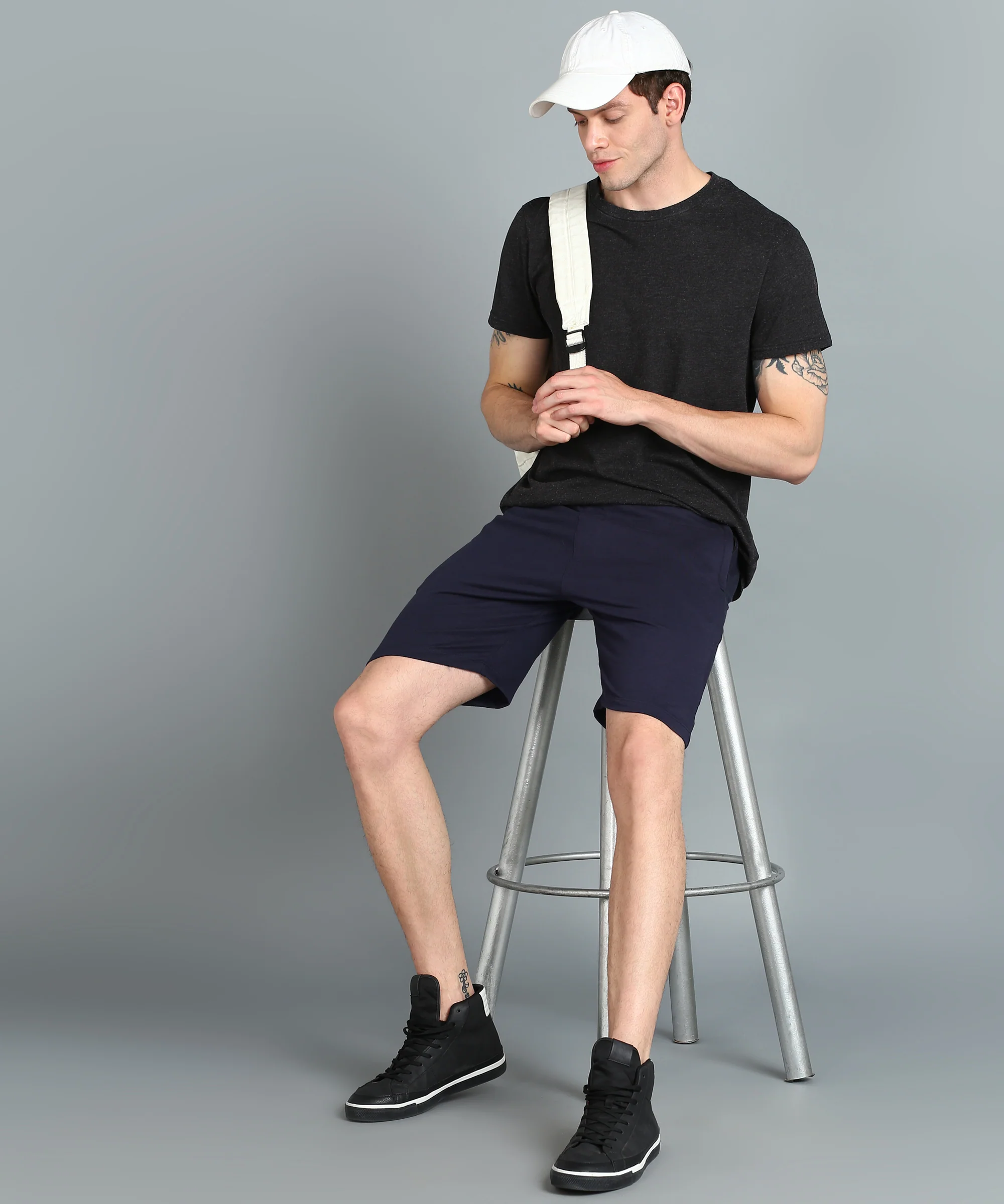 Men's Blue Cotton Regular Shorts Stretchable - Image 4