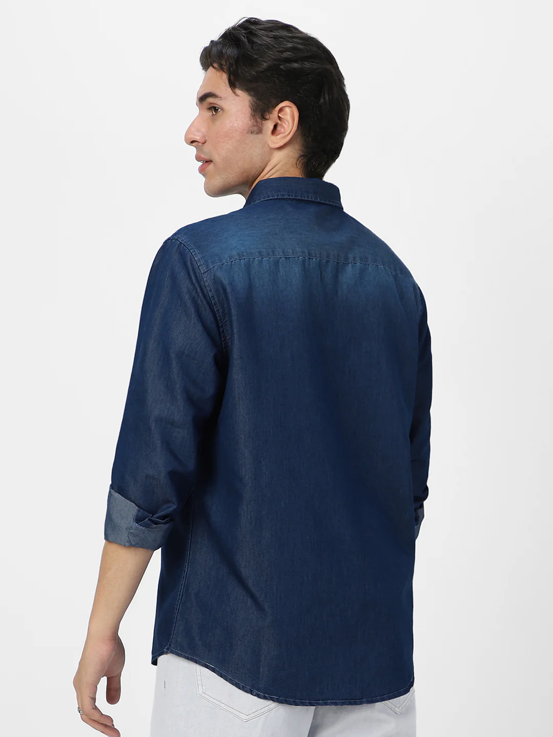 Men's Blue Full Sleeve Regular Fit Casual Denim Shirt - Image 4