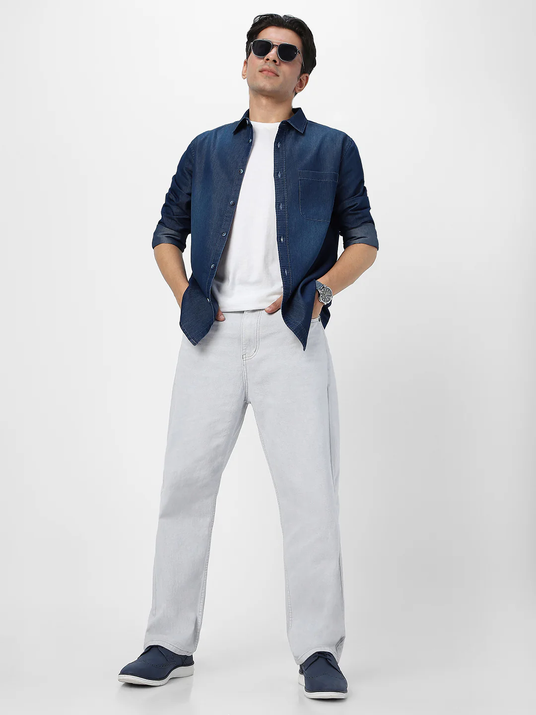 Men's Blue Full Sleeve Regular Fit Casual Denim Shirt - Image 5
