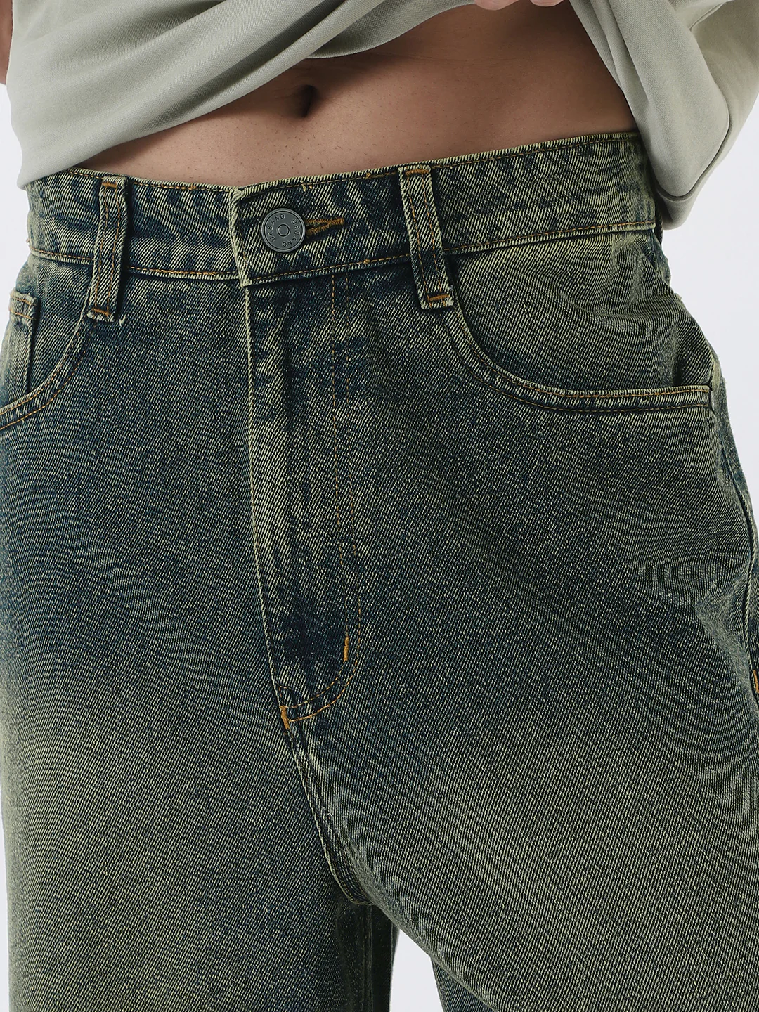 Men's Blue Loose Baggy Fit Heavy Washed Jeans Non-Stretchable - Image 6