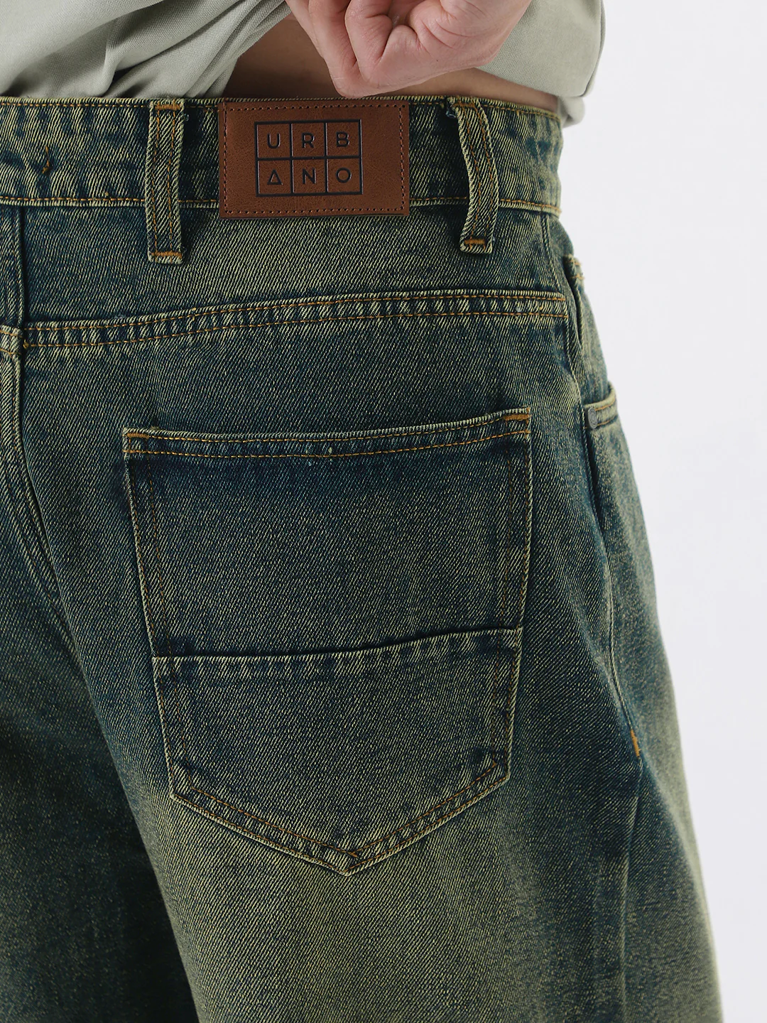 Men's Blue Loose Baggy Fit Heavy Washed Jeans Non-Stretchable - Image 7