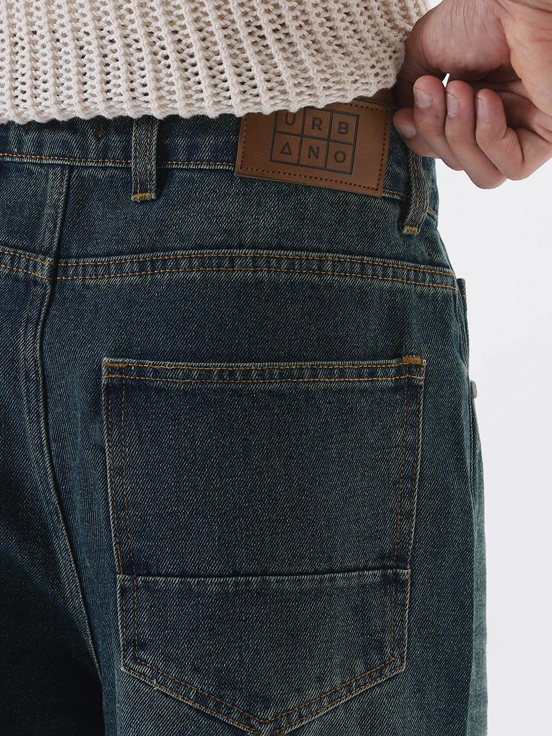Men's Blue Loose Baggy Fit Heavy Washed Jeans Non-Stretchable - Image 6