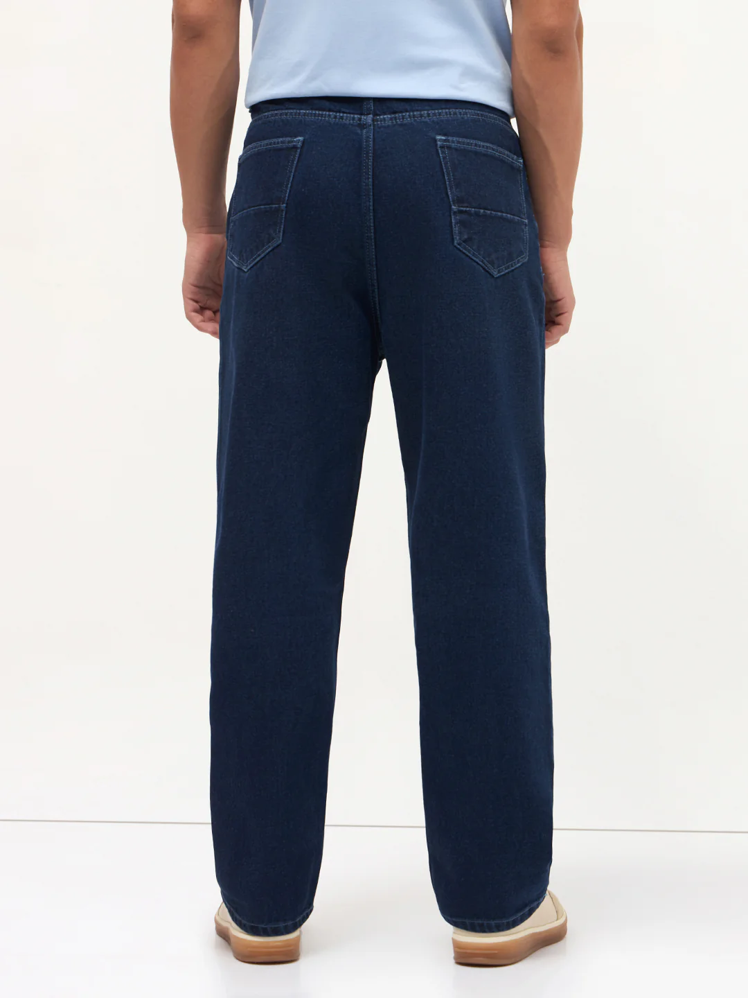 Men's Blue Loose Baggy Fit Raw Washed Denim Jeans Non-Stretchable - Image 4