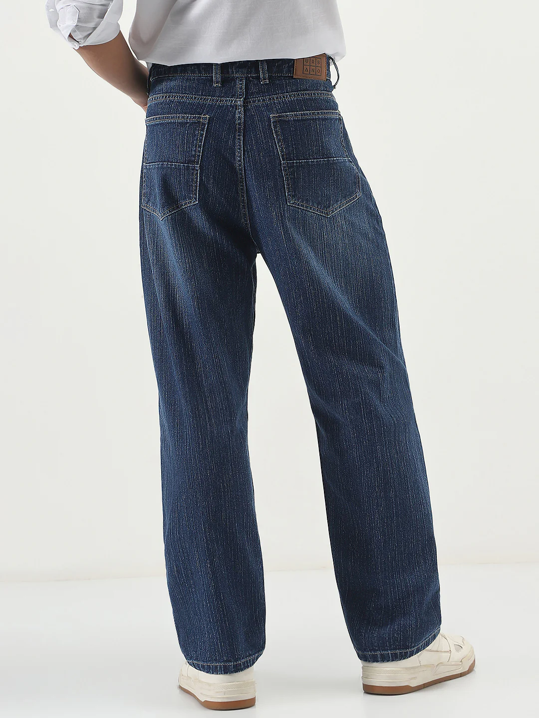 Men's Blue Loose Baggy Fit Washed Denim Jeans Non-Stretchable - Image 3