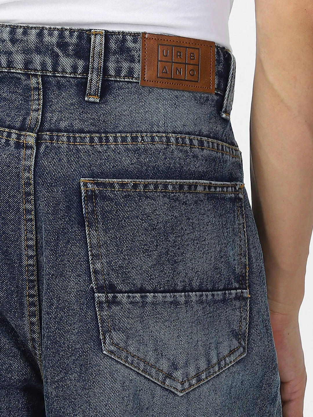 Men's Blue Loose Baggy Fit Washed Jeans Non-Stretchable - Image 5