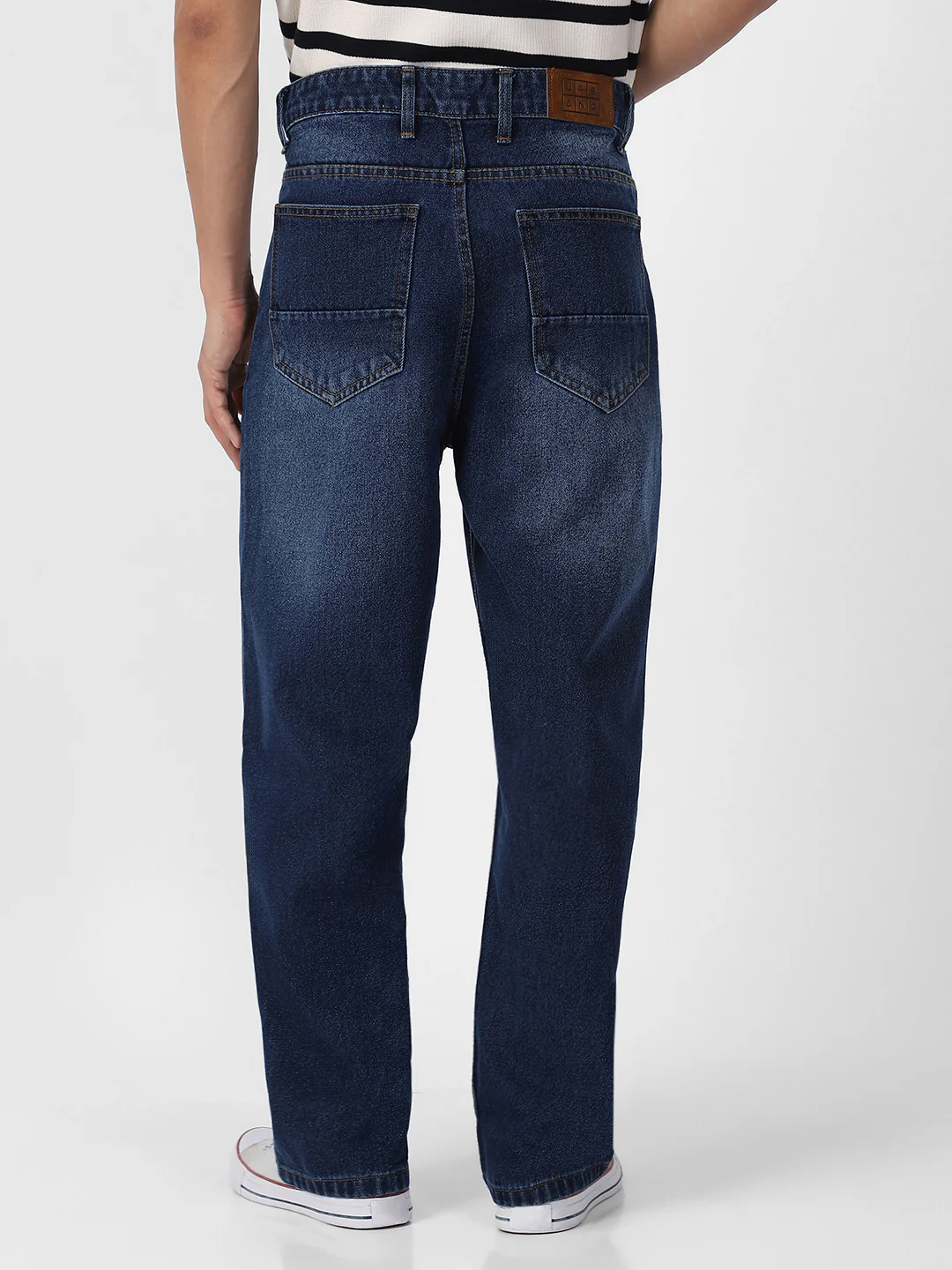 Men's Blue Loose Baggy Fit Washed Jeans Non-Stretchable - Image 3