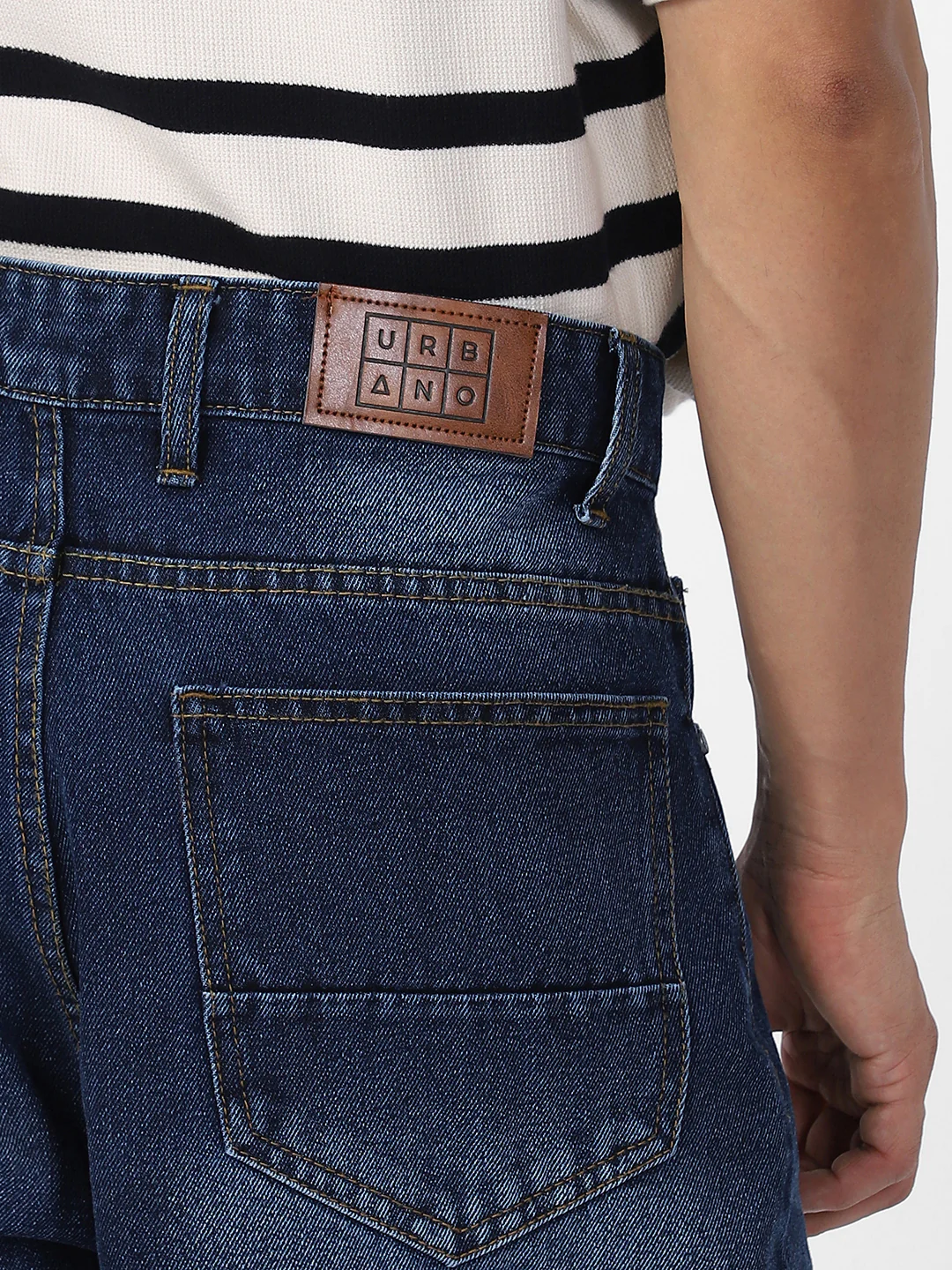 Men's Blue Loose Baggy Fit Washed Jeans Non-Stretchable - Image 5
