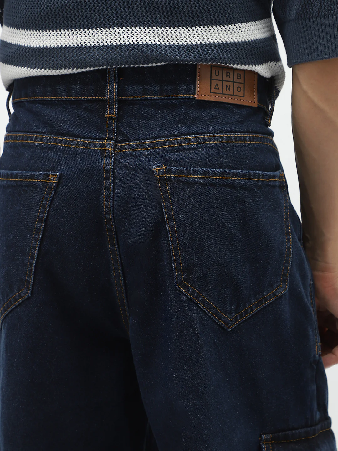 Men's Blue Loose Fit Cargo Jeans with 6 Pockets Non-Stretchable - Image 8