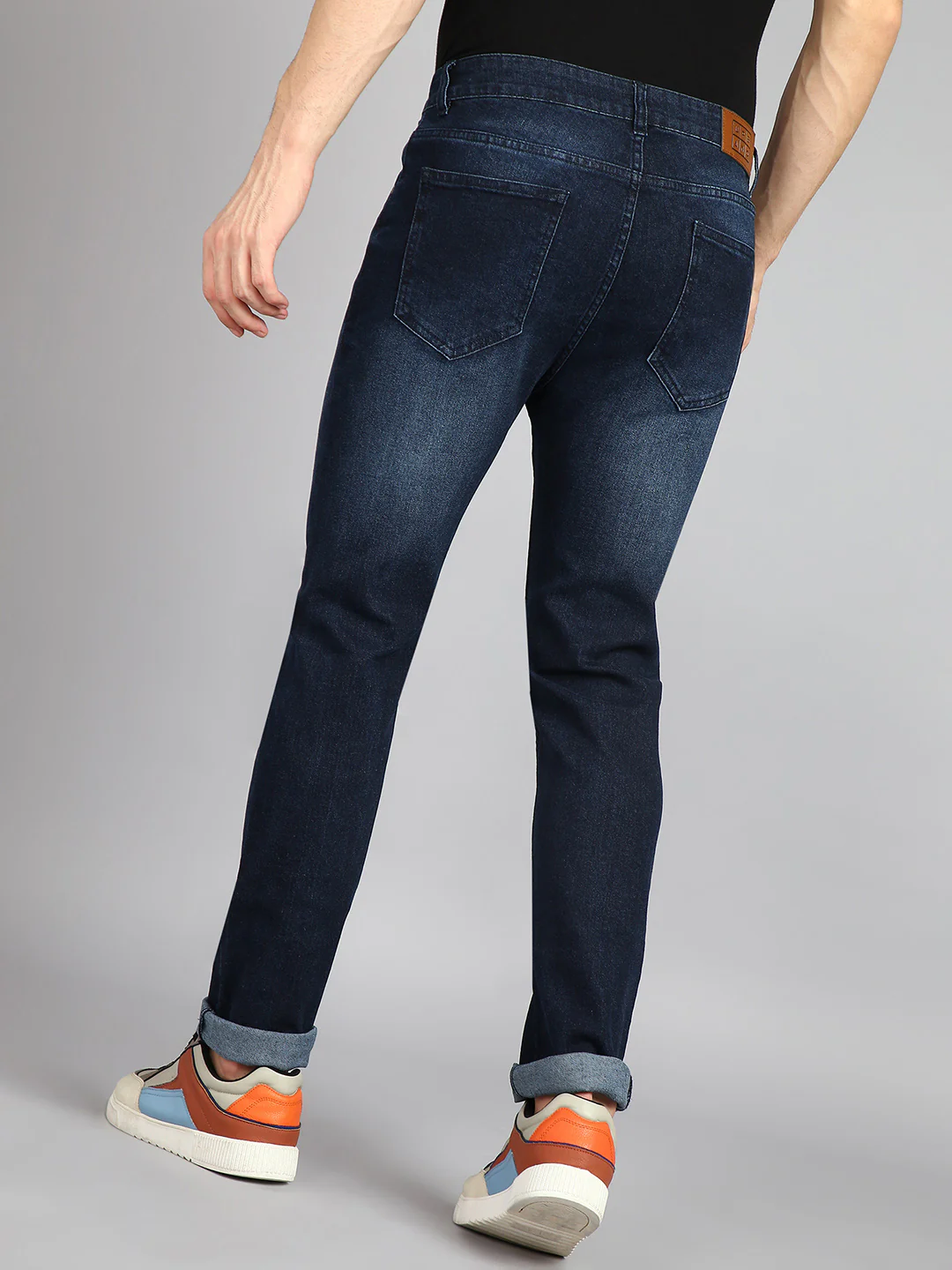 Men's Blue Regular Fit Heavy Washed Jeans Stretch - Image 3
