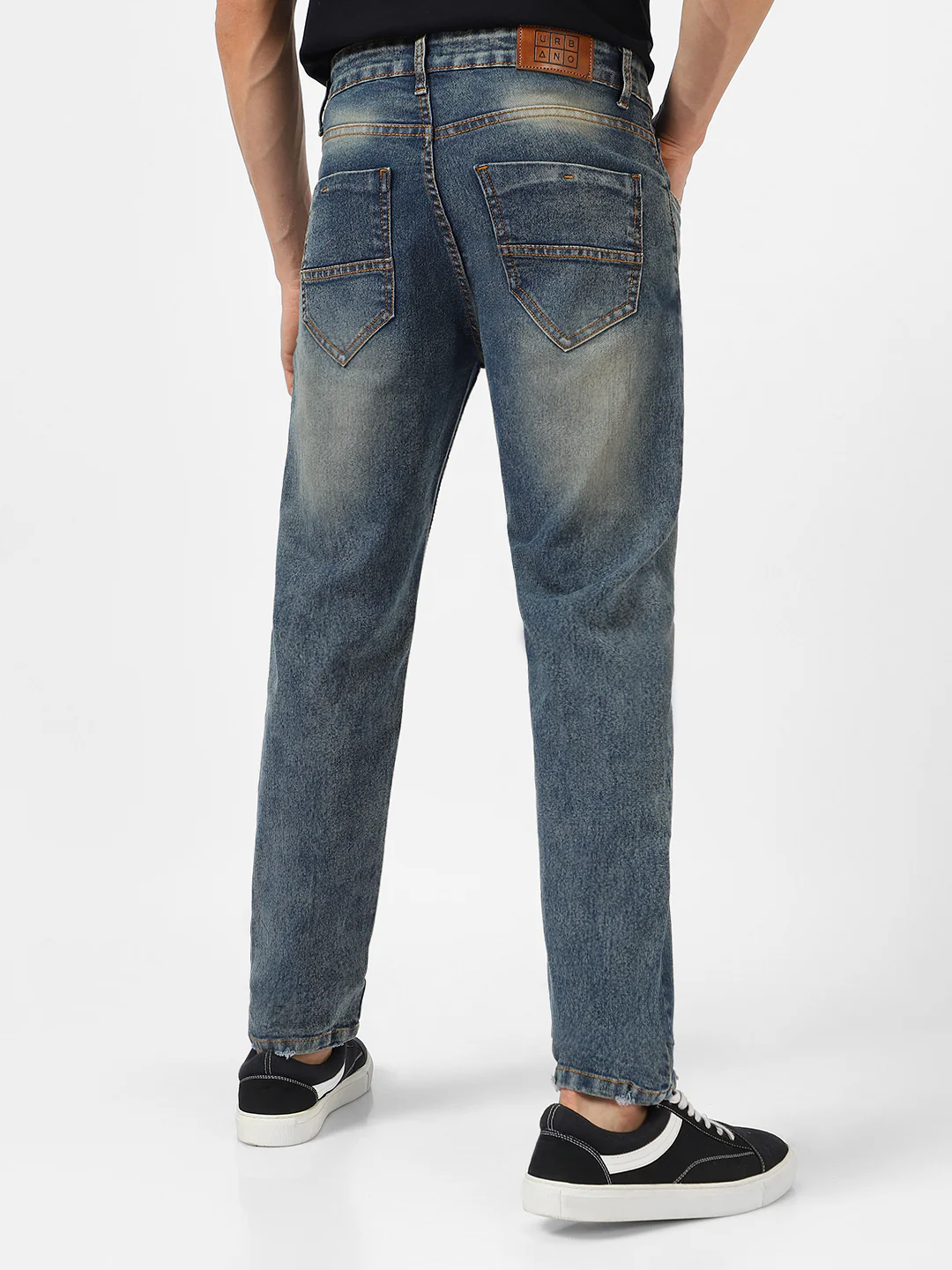 Men's Blue Regular Fit Washed Jeans Stretchable - Image 3