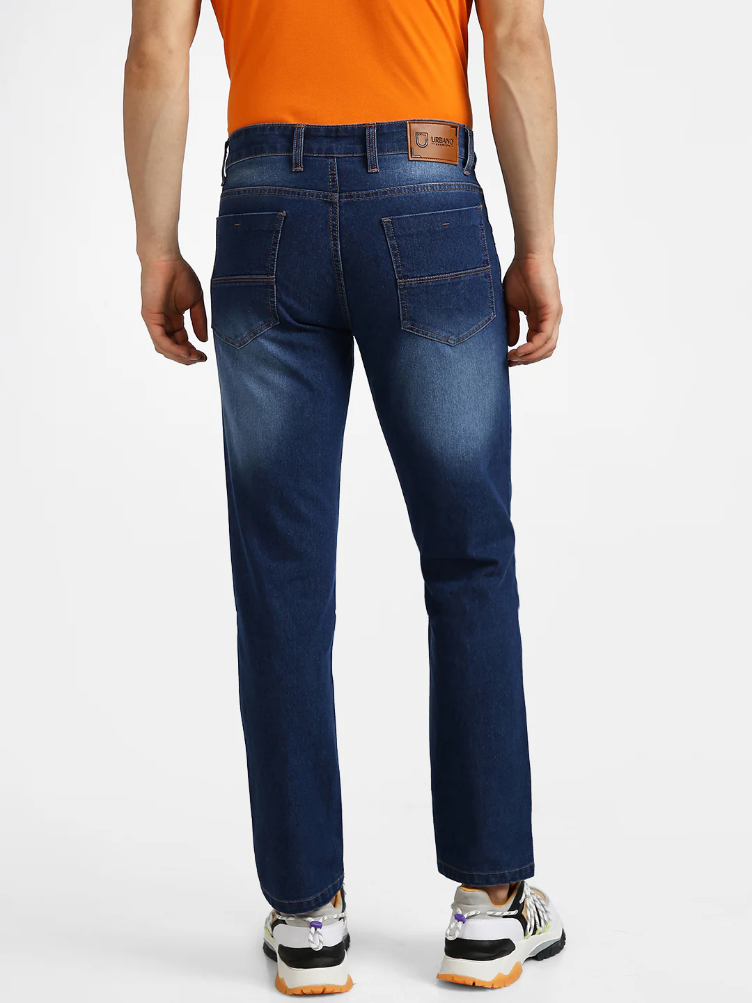 Men's Mild Blue Regular Fit Washed Jeans Stretchable - Image 3