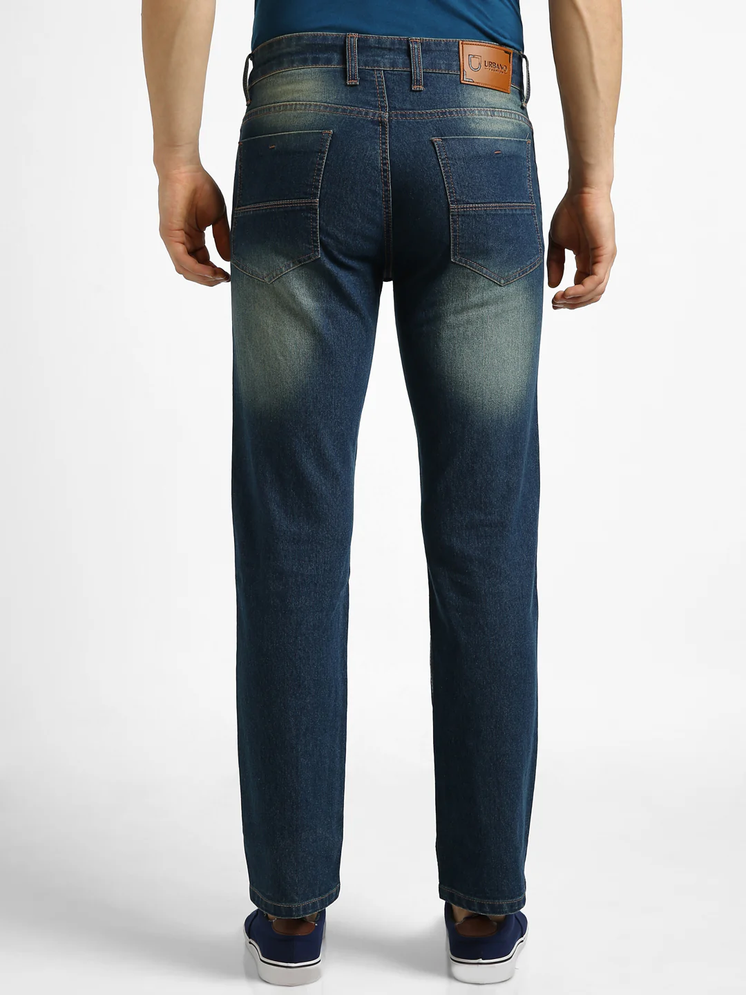 Men Blue Regular Fit Washed Jeans Stretchable - Image 3