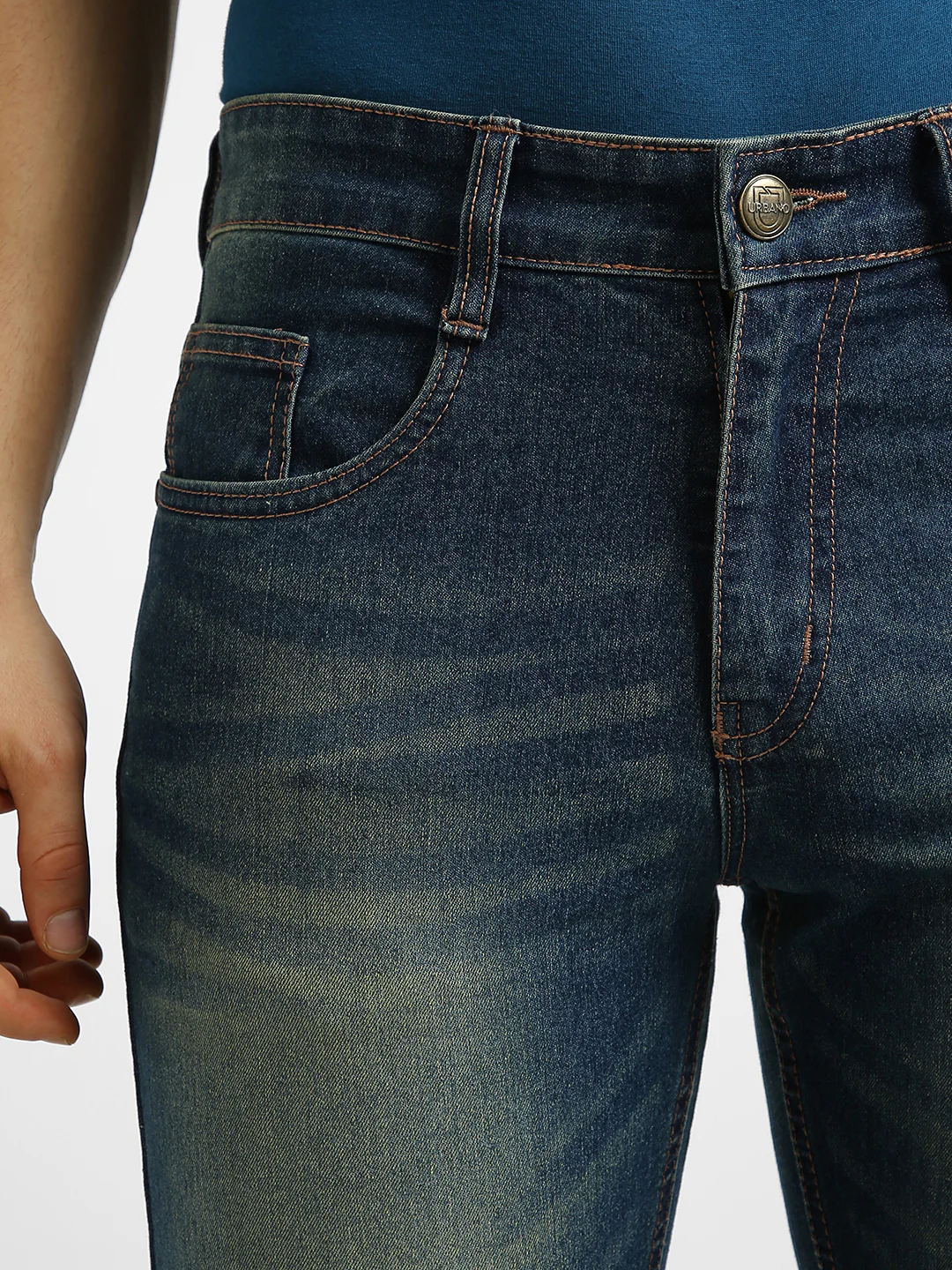 Men Blue Regular Fit Washed Jeans Stretchable - Image 5