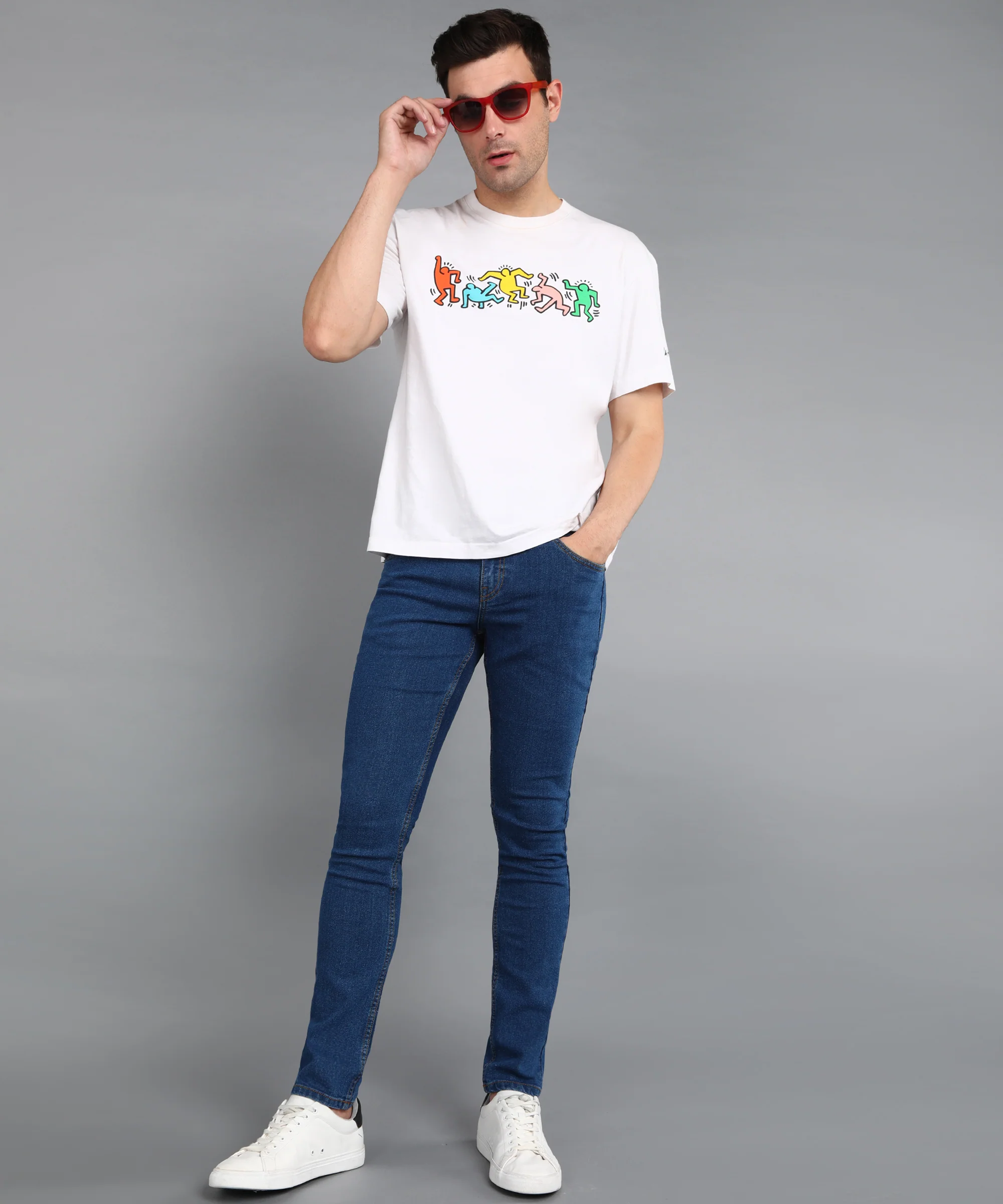 Men's Blue Regular Fit Washed Jeans Stretchable - Image 4