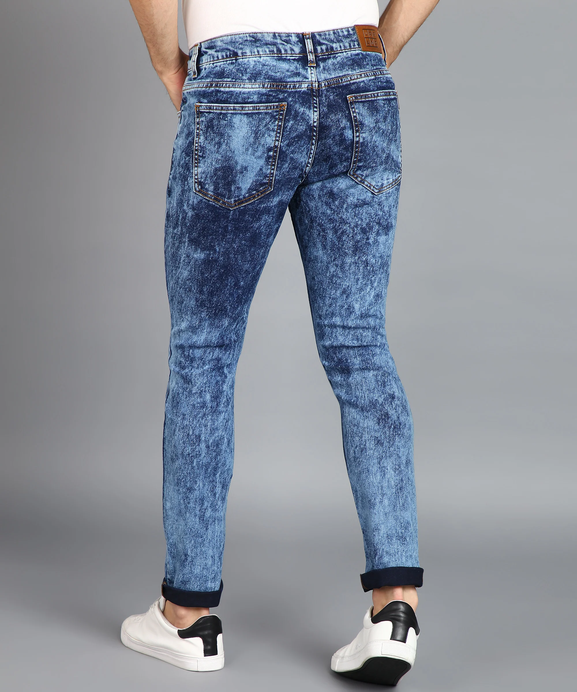 Men's Blue Regular Fit Washed Jeans Stretchable - Image 4