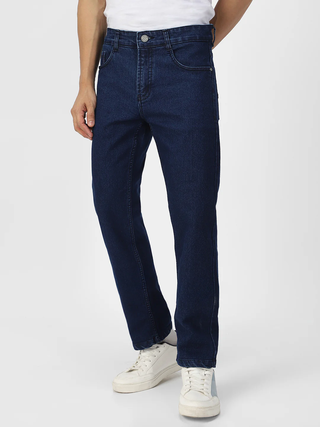 Men's Blue Regular Fit Washed Jeans Stretchable - Image 3