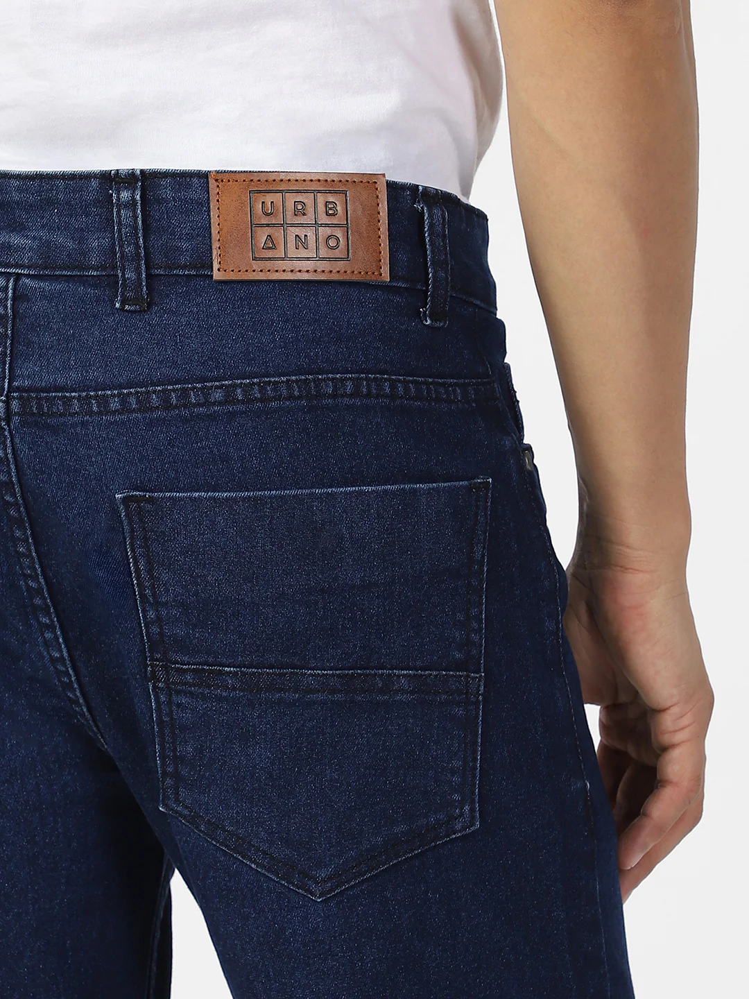 Men's Blue Regular Fit Washed Jeans Stretchable - Image 6
