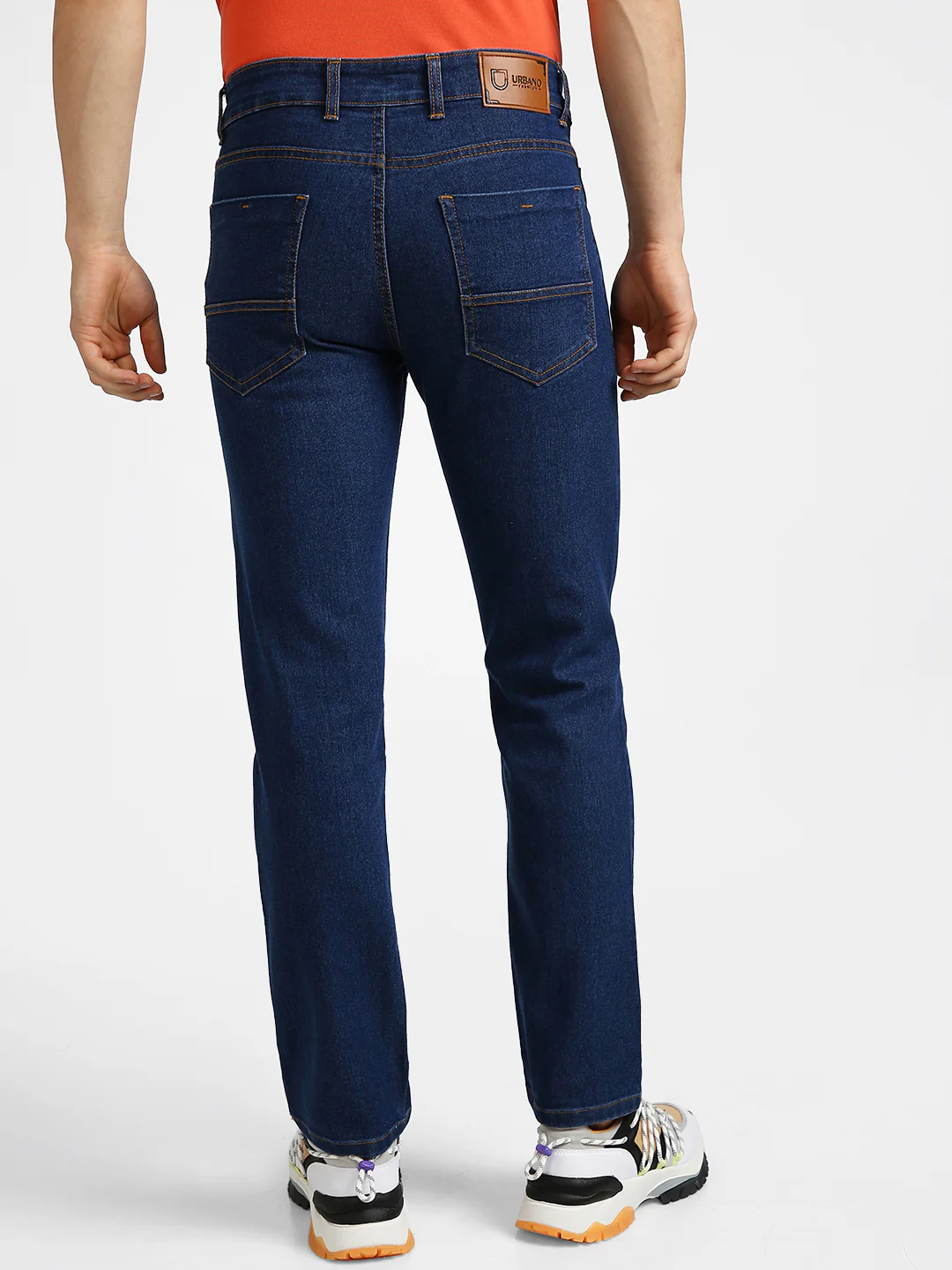 Men's Blue Regular Fit Washed Jeans Stretchable - Image 4