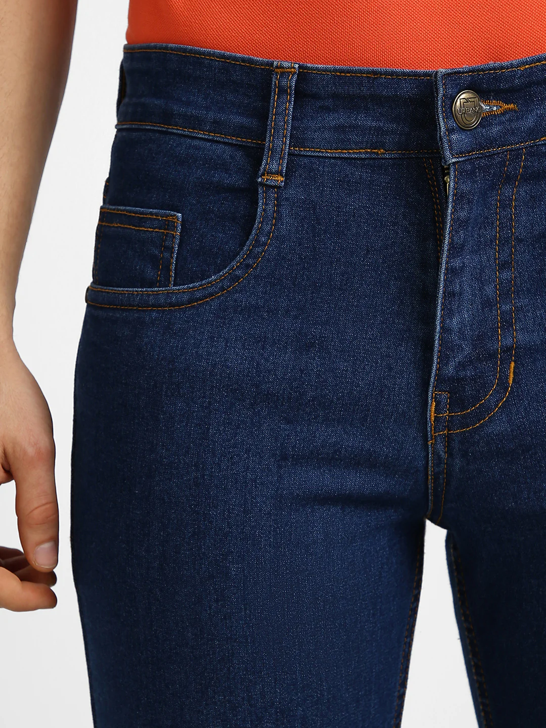 Men's Blue Regular Fit Washed Jeans Stretchable - Image 6