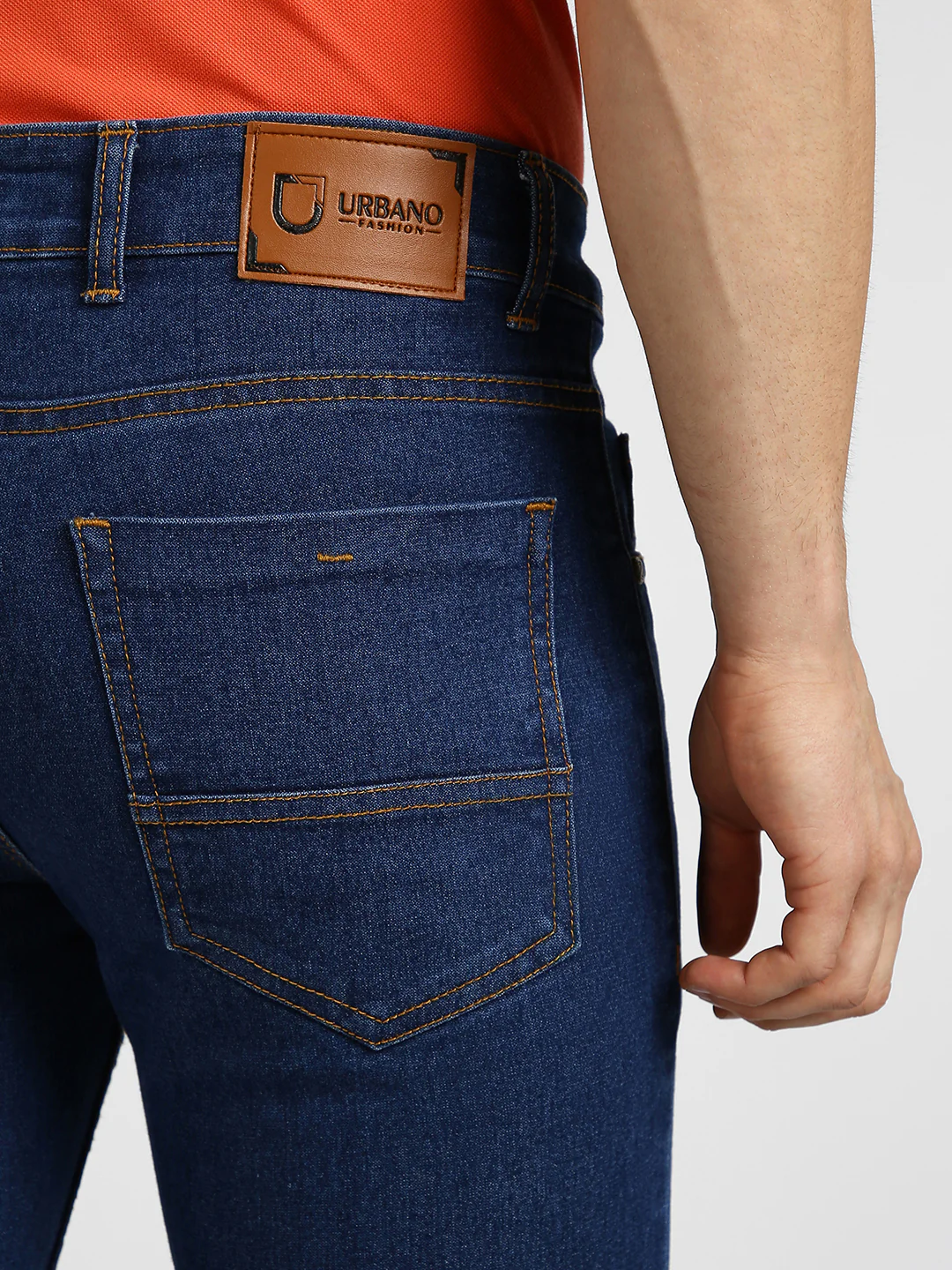 Men's Blue Regular Fit Washed Jeans Stretchable - Image 7