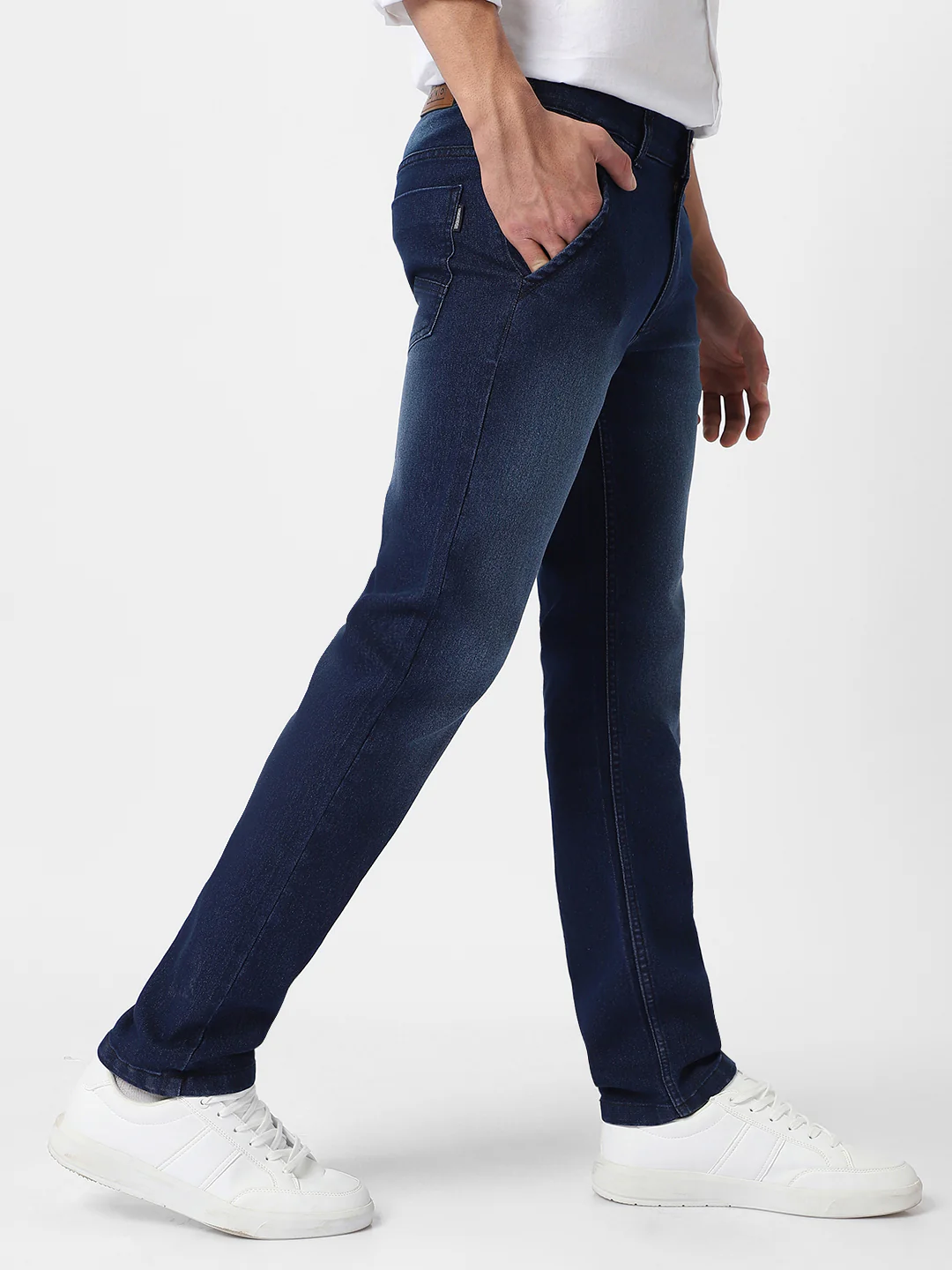 Men's Blue Regular Fit Washed Jeans Stretchable - Image 2