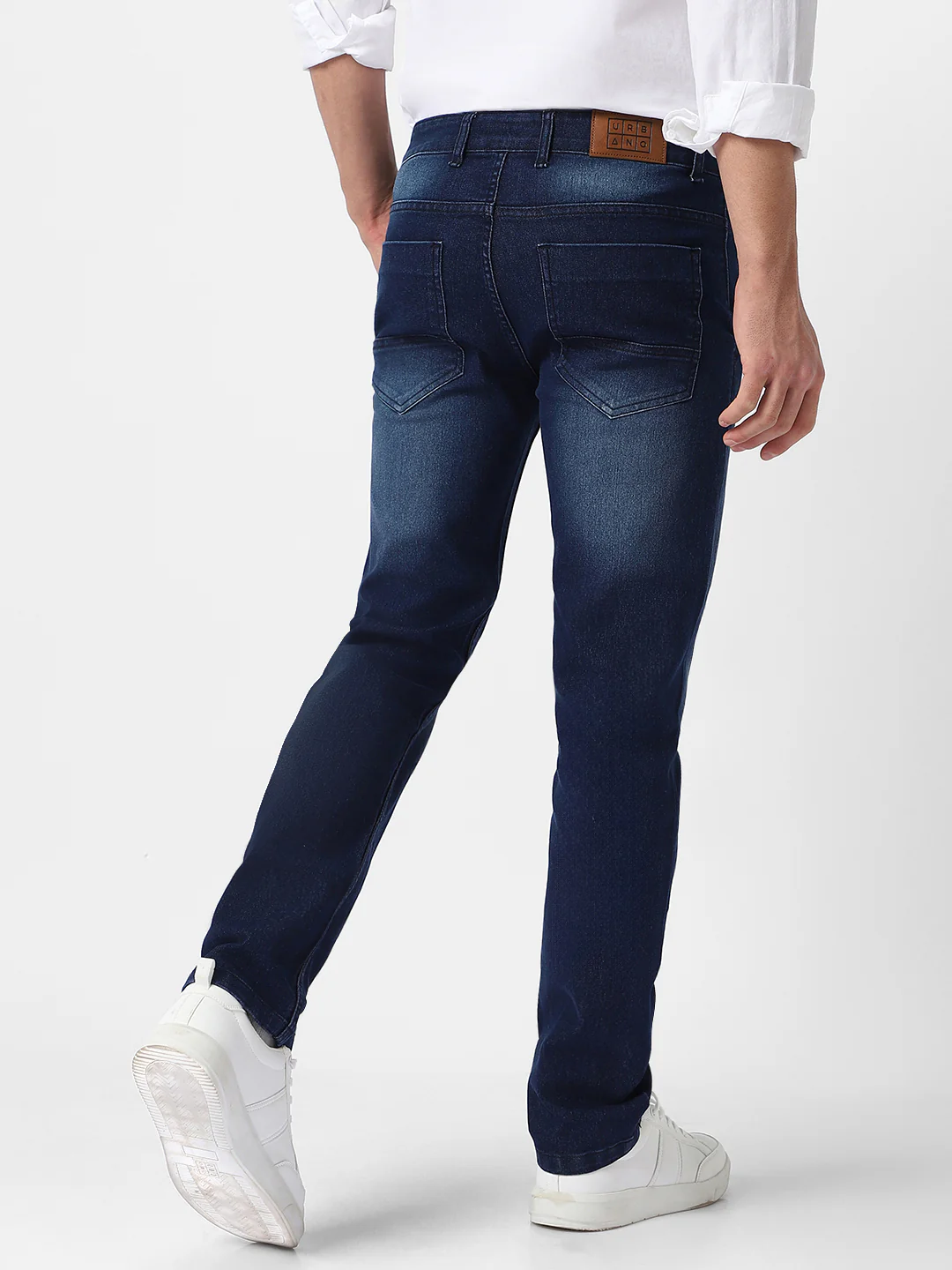 Men's Blue Regular Fit Washed Jeans Stretchable - Image 3