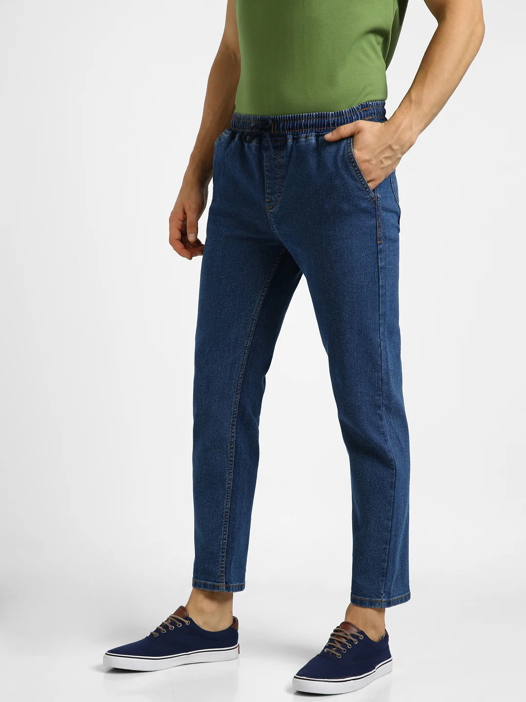 Men's Blue Regular Fit Washed Jogger Jeans Stretchable - Image 2
