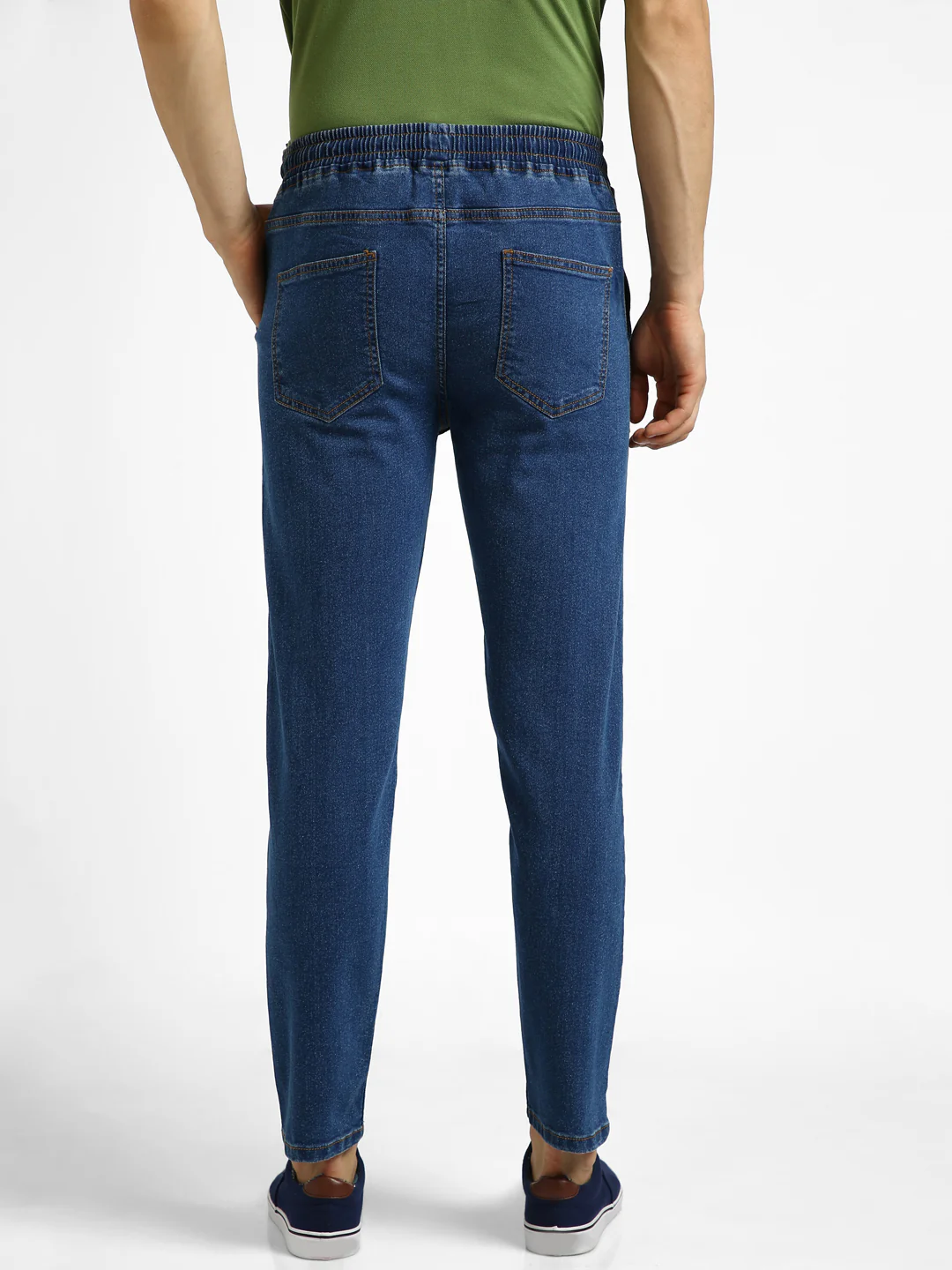 Men's Blue Regular Fit Washed Jogger Jeans Stretchable - Image 3