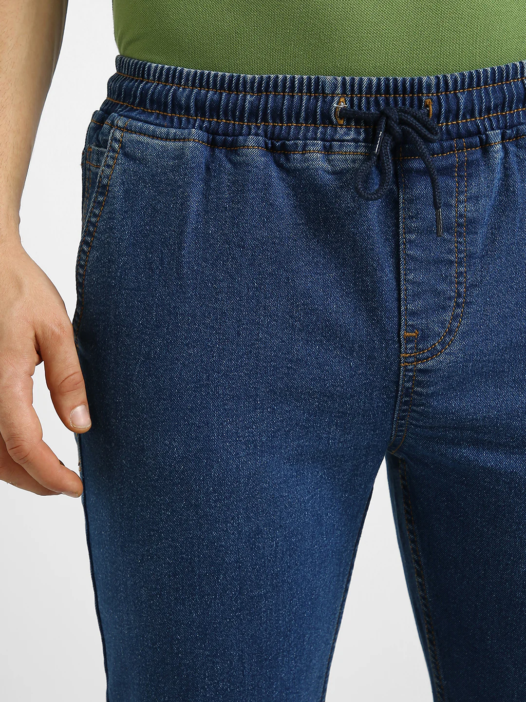 Men's Blue Regular Fit Washed Jogger Jeans Stretchable - Image 5
