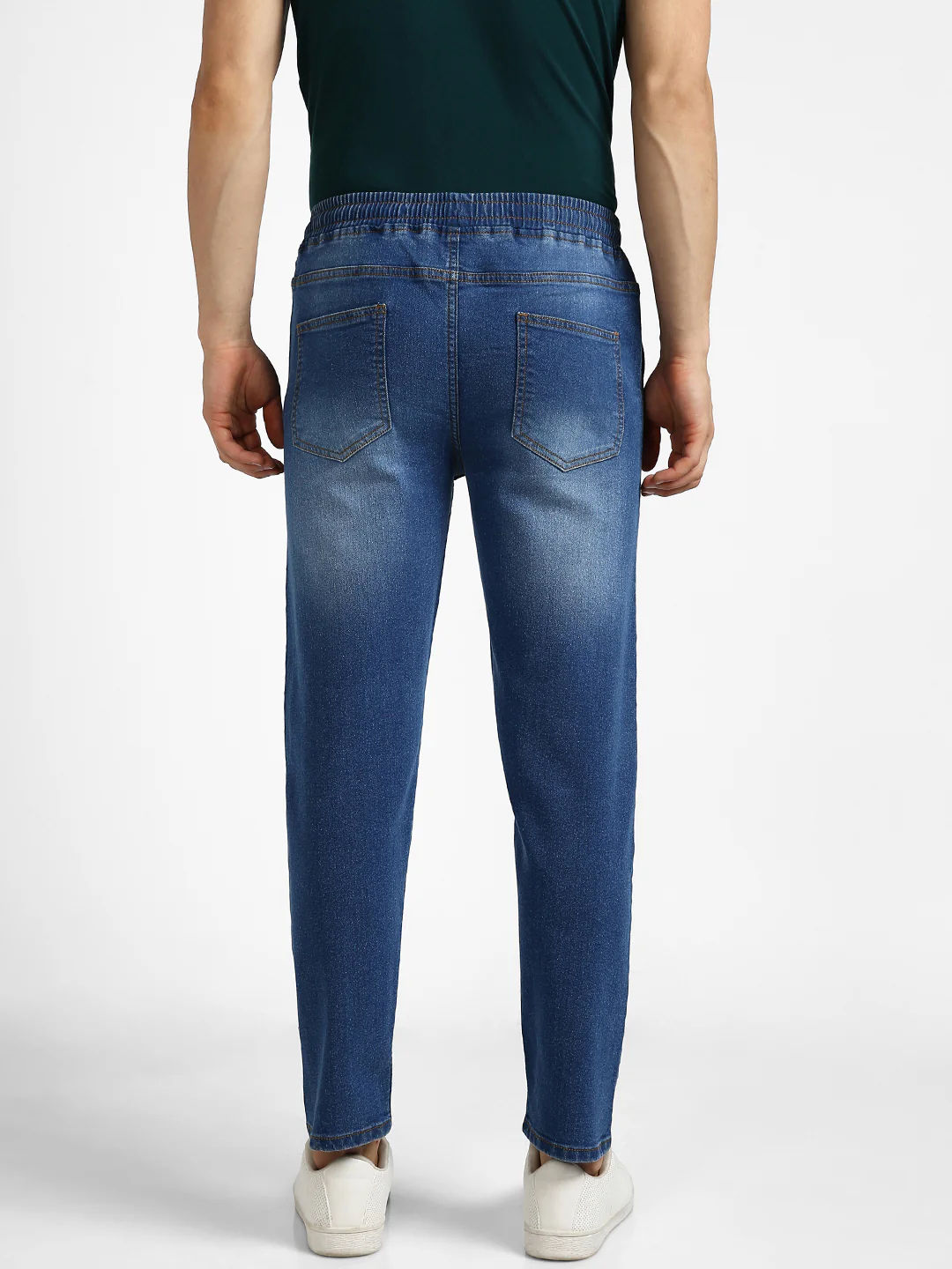 Men's Blue Regular Fit Washed Jogger Jeans Stretchable - Image 3