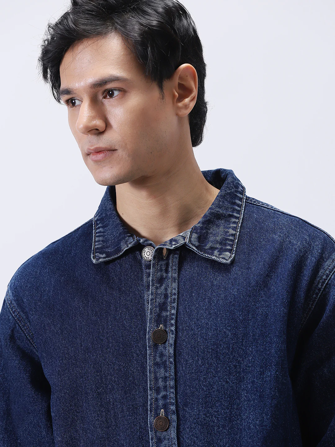 Men's Blue Relaxed Fit Full Sleeve Utility Denim Jacket - Image 5