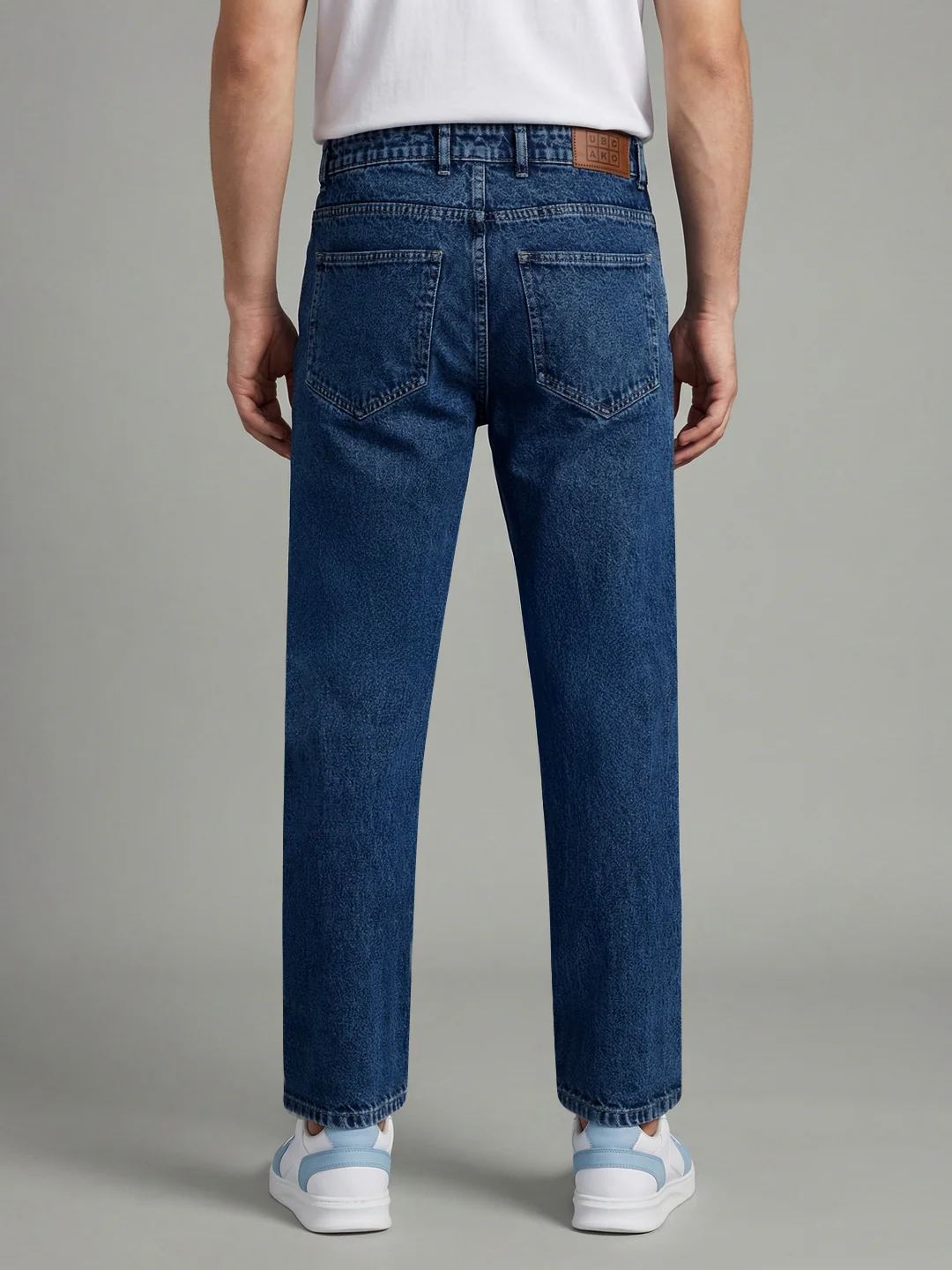 Men's Blue Relaxed Fit Washed Denim Jeans Non-Stretchable - Image 3