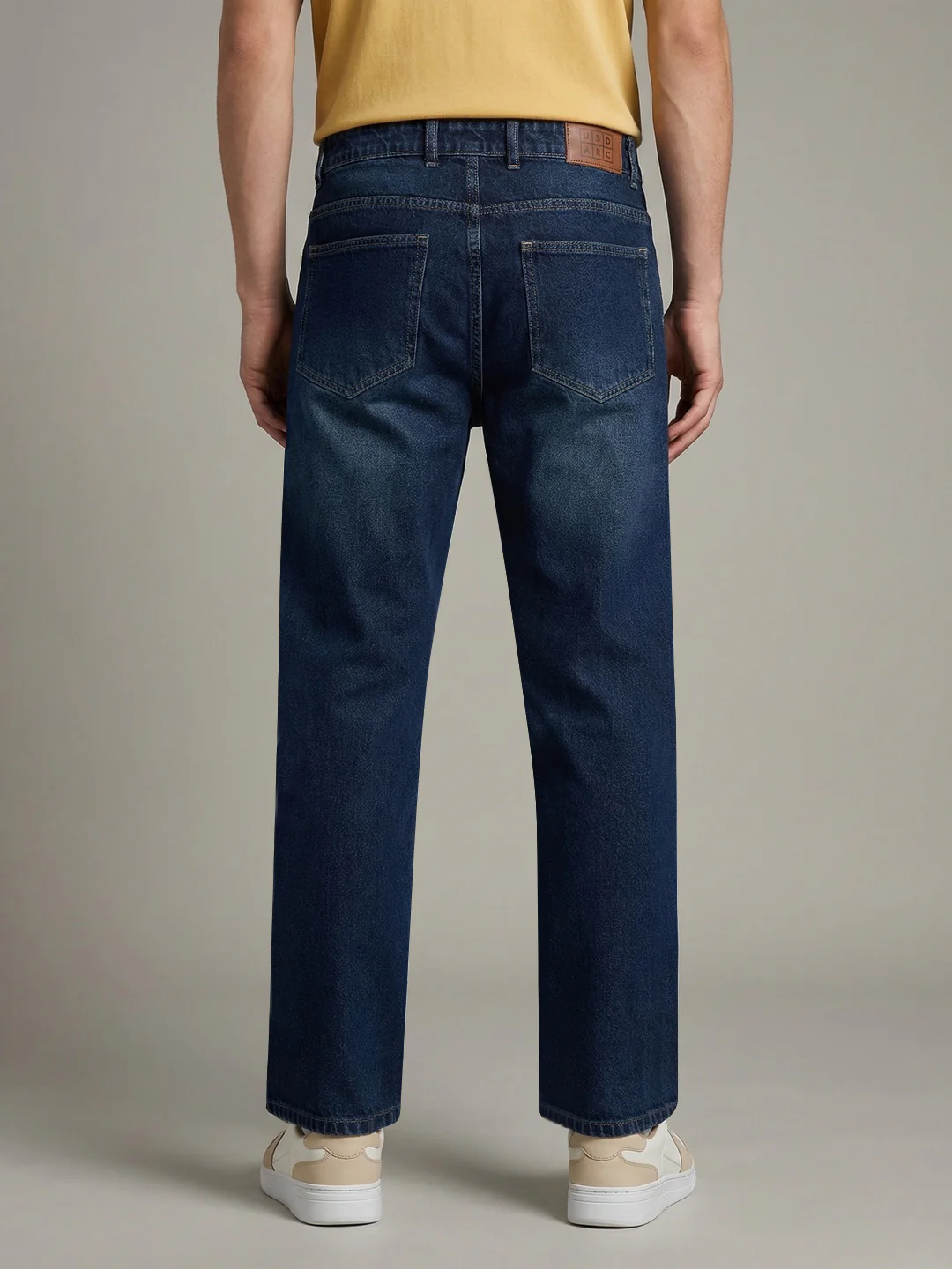 Men's Blue Relaxed Fit Washed Denim Jeans Non-Stretchable - Image 3