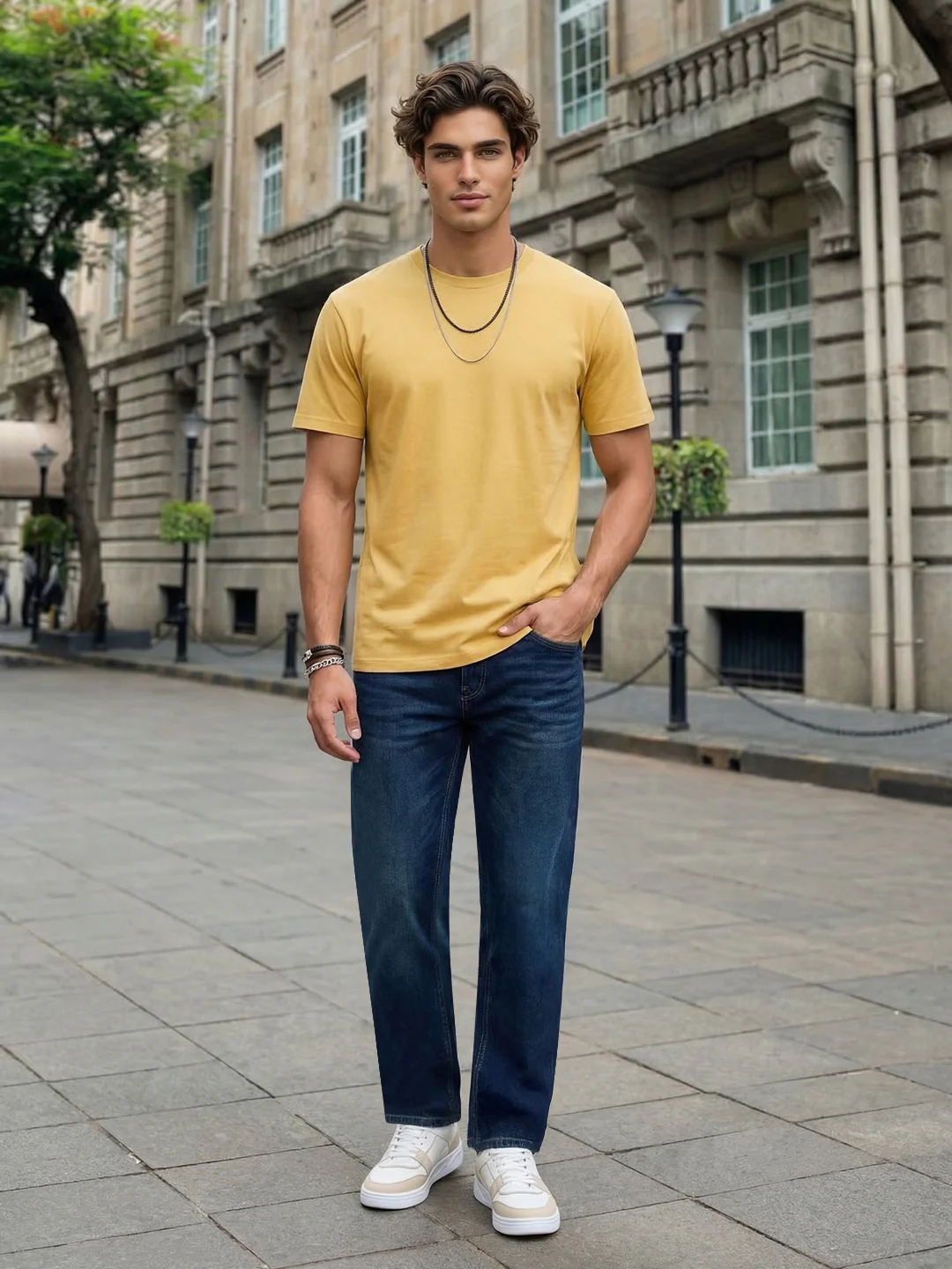 Men's Blue Relaxed Fit Washed Denim Jeans Non-Stretchable - Image 4
