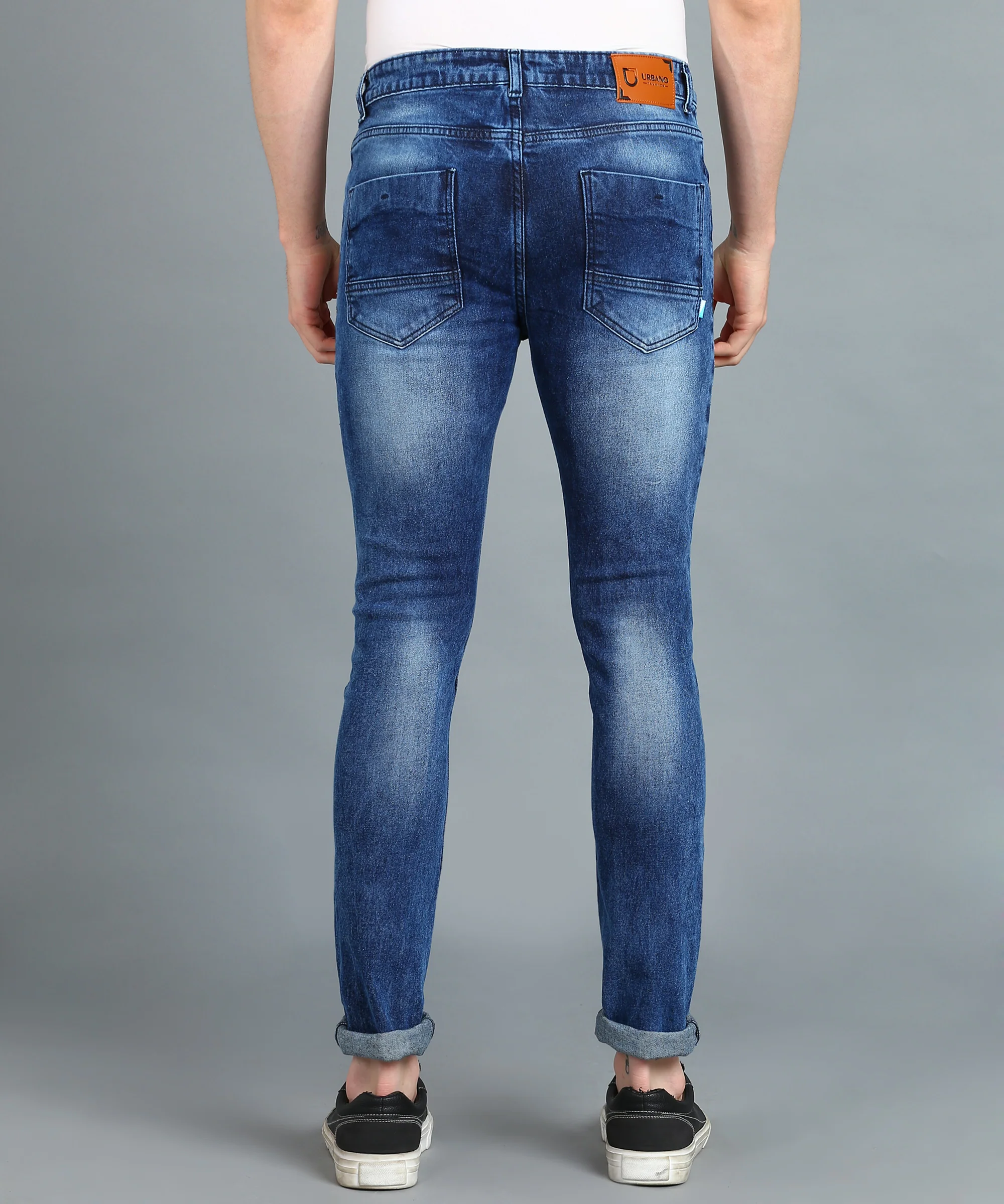 Men's Blue Skinny Fit Washed Jeans Stretchable - Image 3