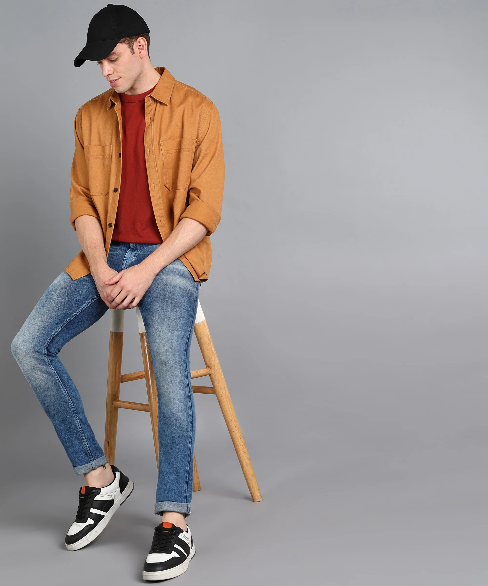 Men's Blue Skinny Fit Washed Jeans Stretchable - Image 4