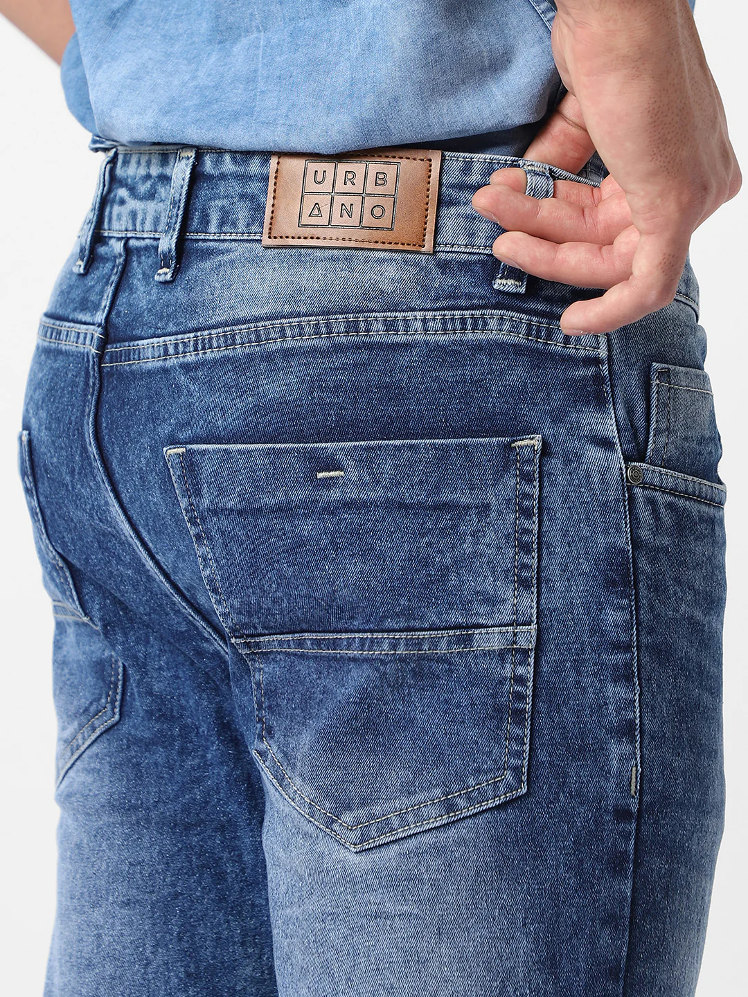 Men's Blue Skinny Fit Washed Jeans Stretchable - Image 6