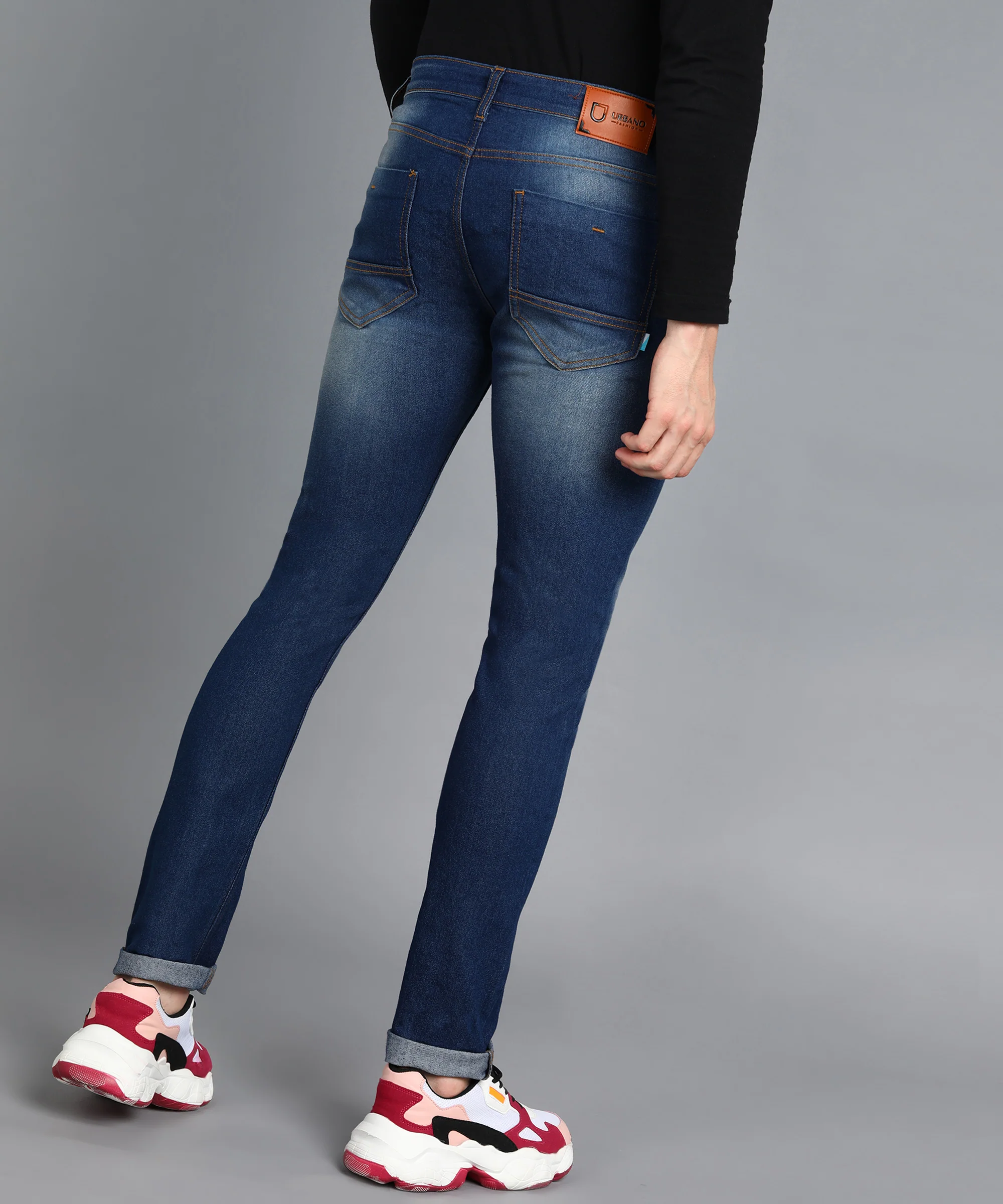 Men's Blue Skinny Fit Washed Jeans Stretchable - Image 3